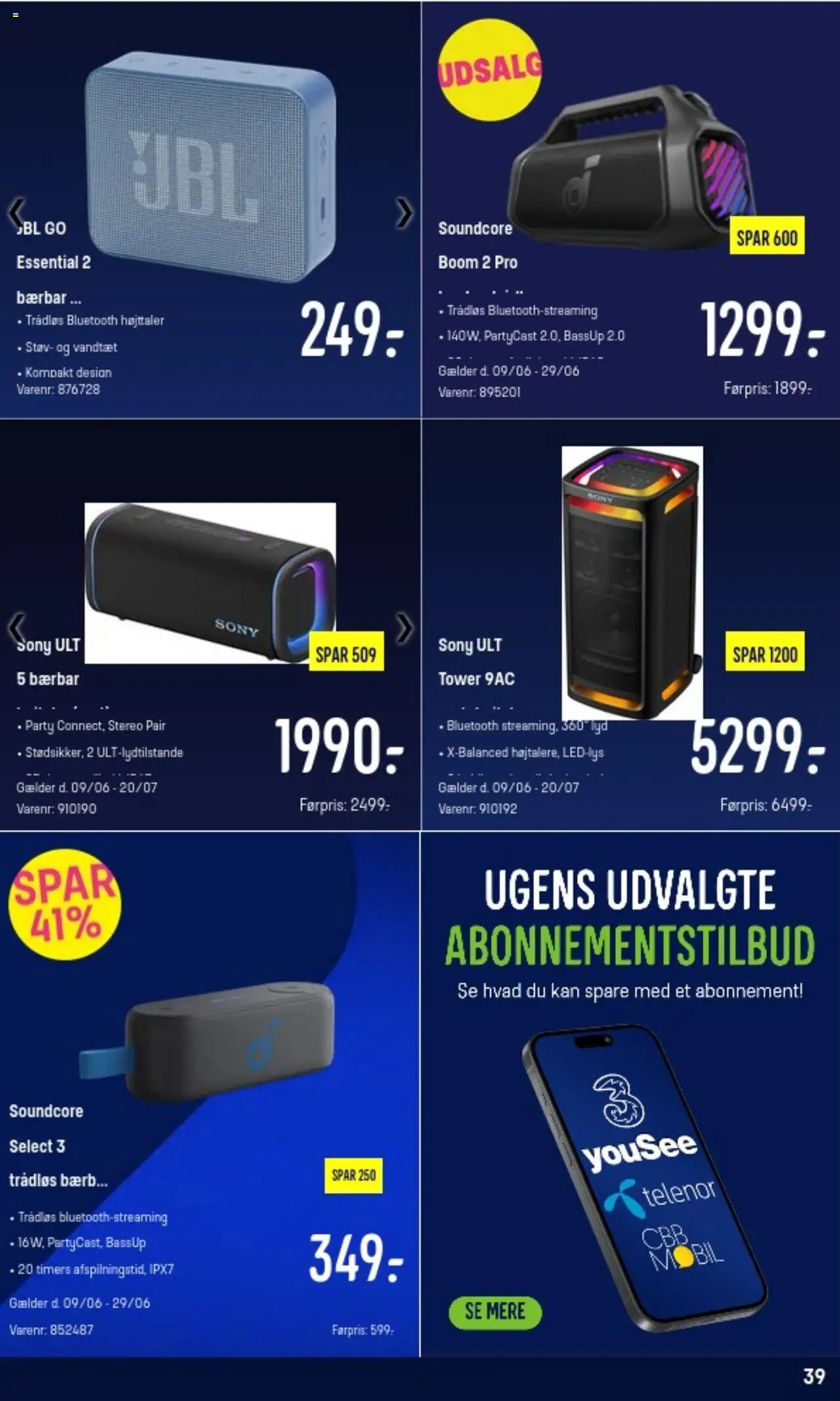 Elgiganten Tilbudsavis gyldig fra 23.06.2025 | Side: 39 | Produkter: Lyd, Højttaler