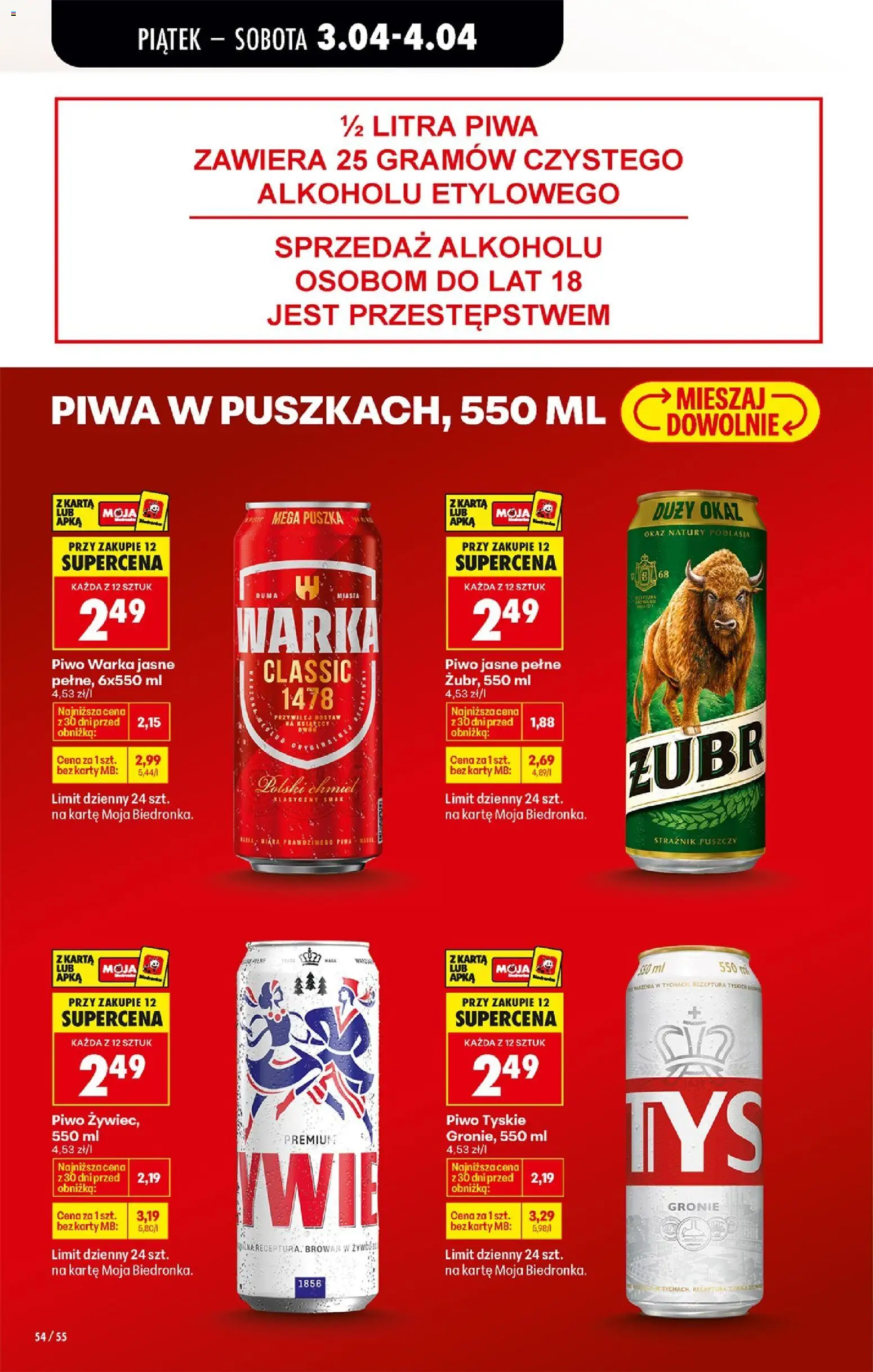 Biedronka gazetka od środy od 01.04.2026 | Strona: 62 | Produkty: Karta, Warka, Tyskie, Piwo