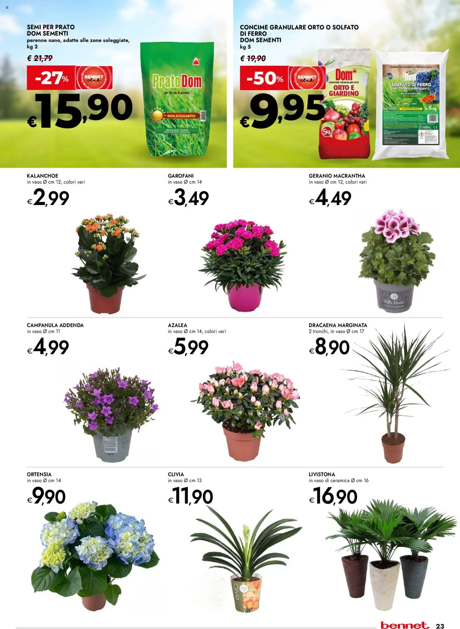 Volantino bennet del 05.03.2026 | Pagina: 23 | Prodotti: Concime, Tappeto, Vaso