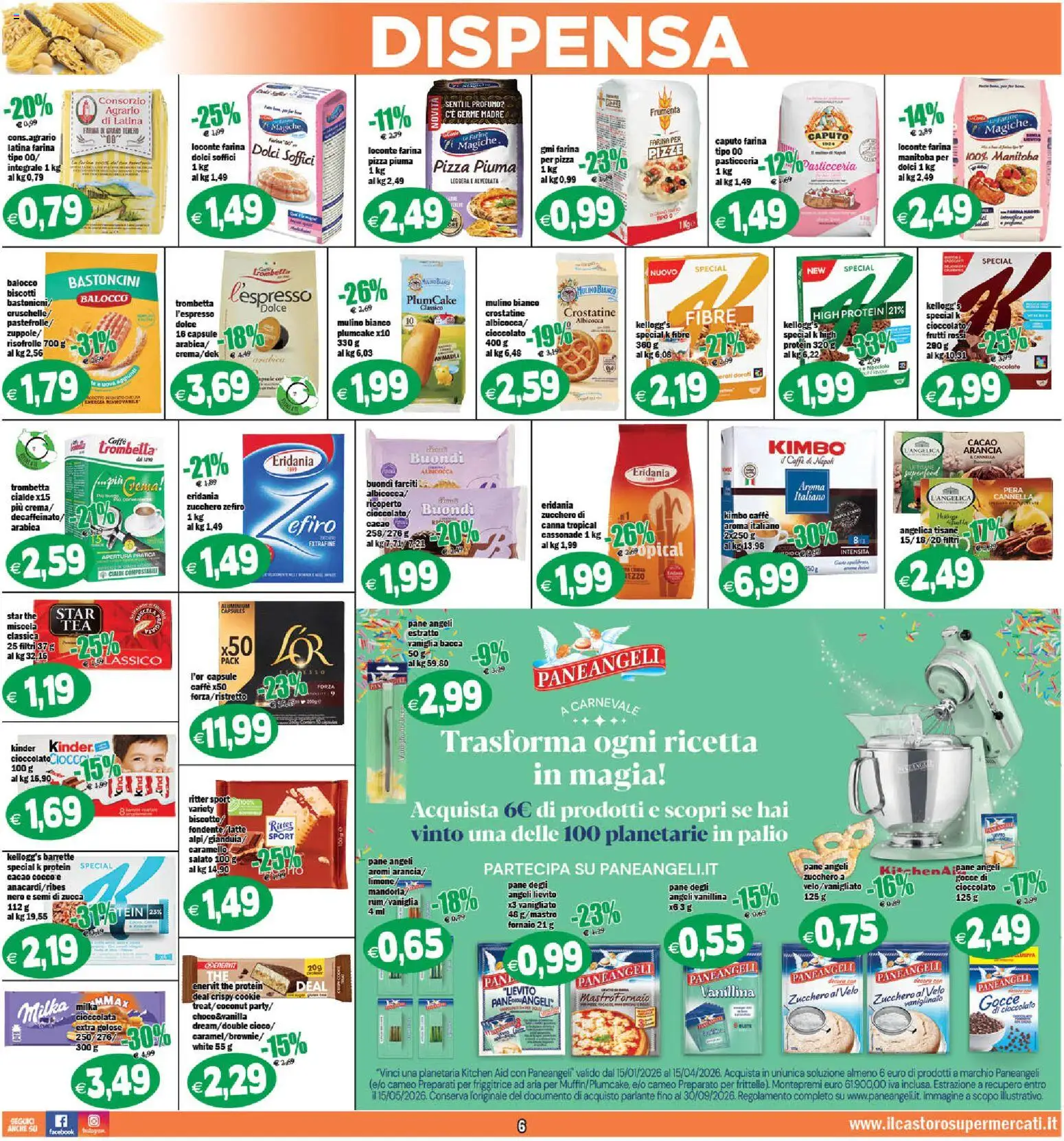 Volantino Il Castoro del 13.02.2026 | Pagina: 6 | Prodotti: Pane, Biscotti, Crostatine, Plumcake