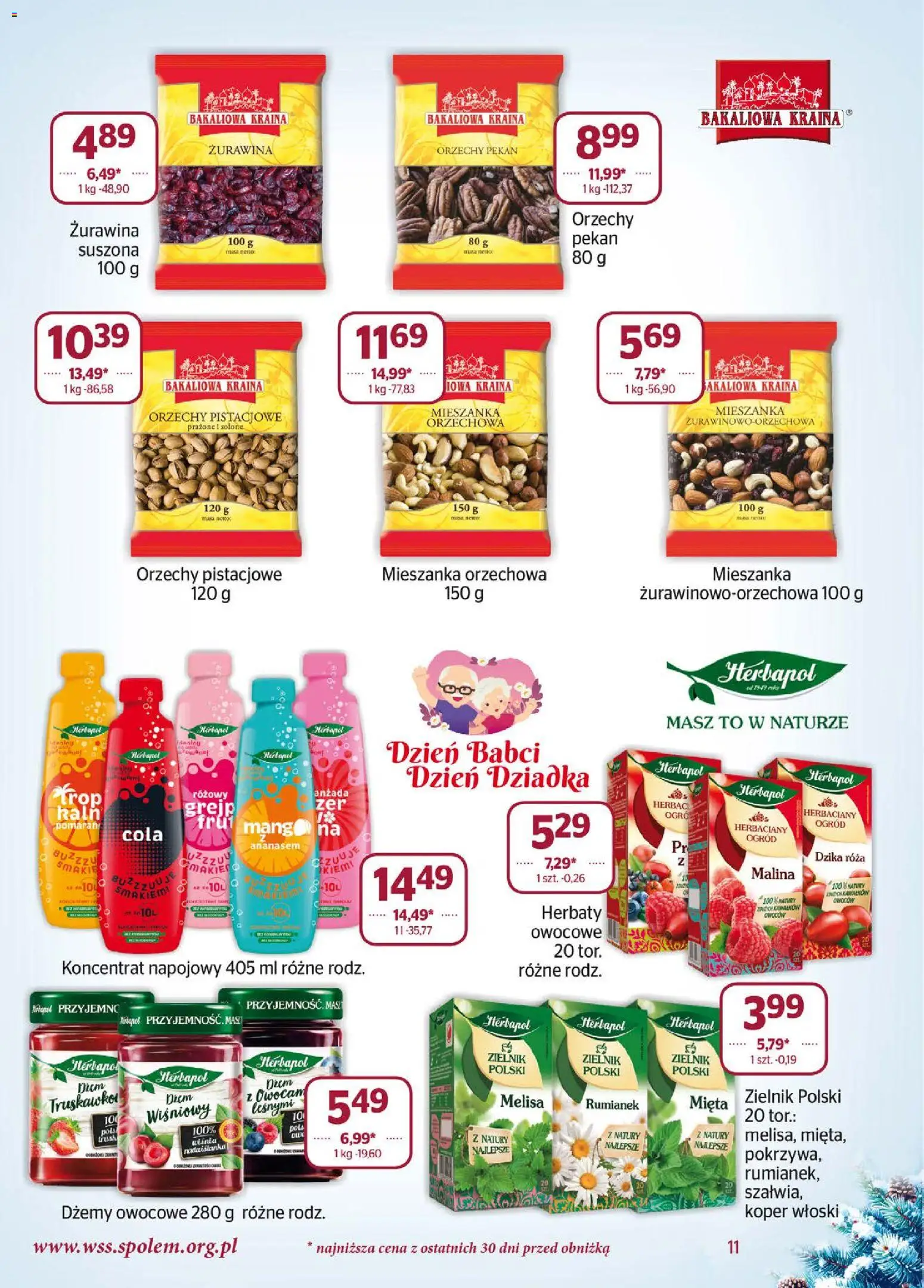 Społem Gazetka od 01.01.2026 | Strona: 11 | Produkty: Mięta, Żurawina, Orzechy, Melisa