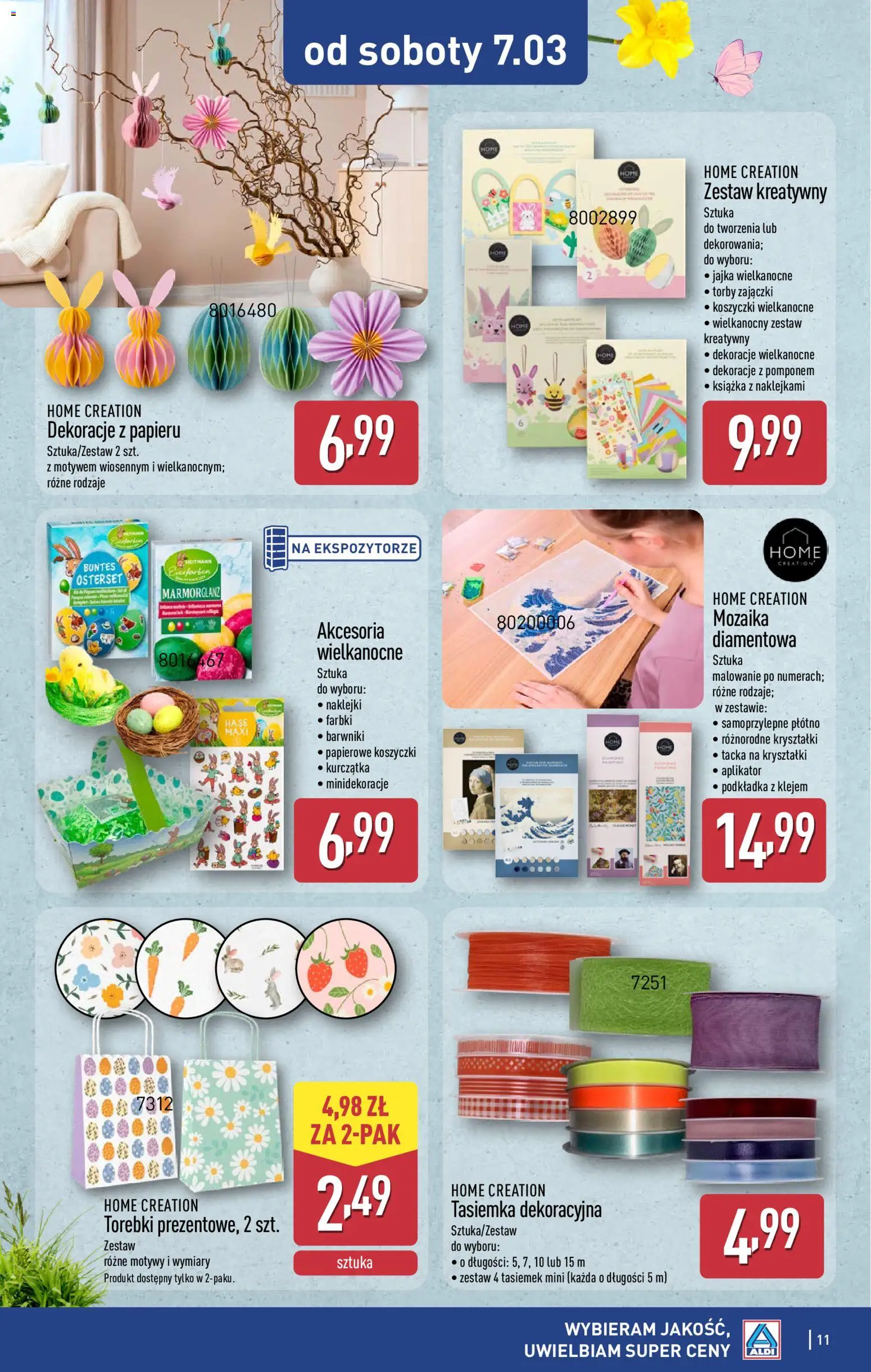 Aldi Gazetka - Hity od Środy i od Soboty od 04.03.2026 | Strona: 11 | Produkty: Naklejki, Jajka, Torebki