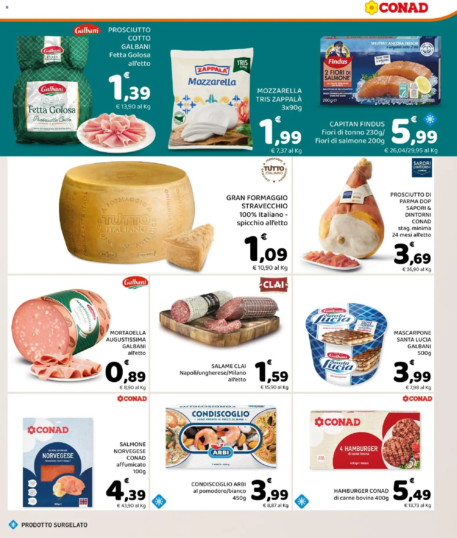 Volantino Conad del 21.01.2026 | Pagina: 3 | Prodotti: Prosciutto Cotto, Frutti di mare, Latte, Mortadella