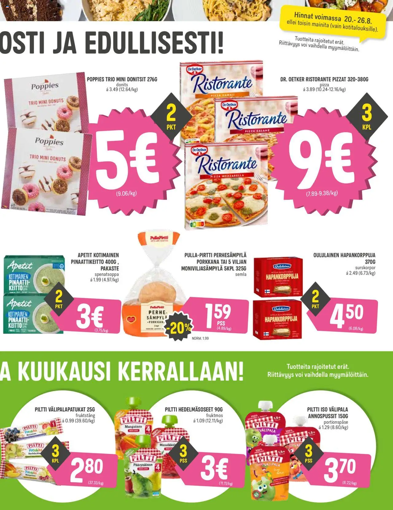  | Sivu: 3 | Tuotteet: Keitto, Voi, Pinaatti, Porkkana