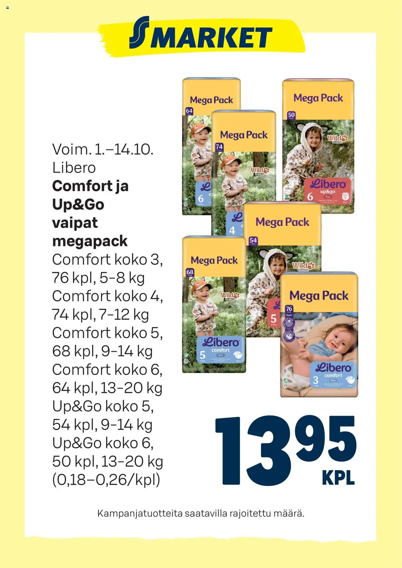 S-market tarjoukset Libero vaipat – voimassa 01.10.2025 alkaen | Sivu: 1 | Tuotteet: Vaipat