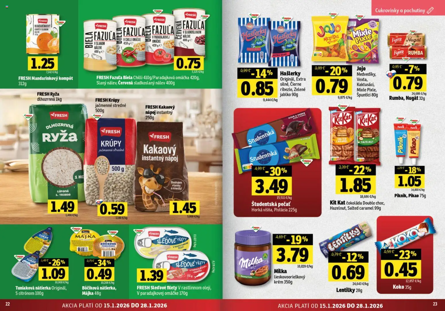 Nové Fresh akcie – leták je platný od 15.01.2026 | Strana: 12 | Produkty: Chilli, Krém, Milka, Pistácie