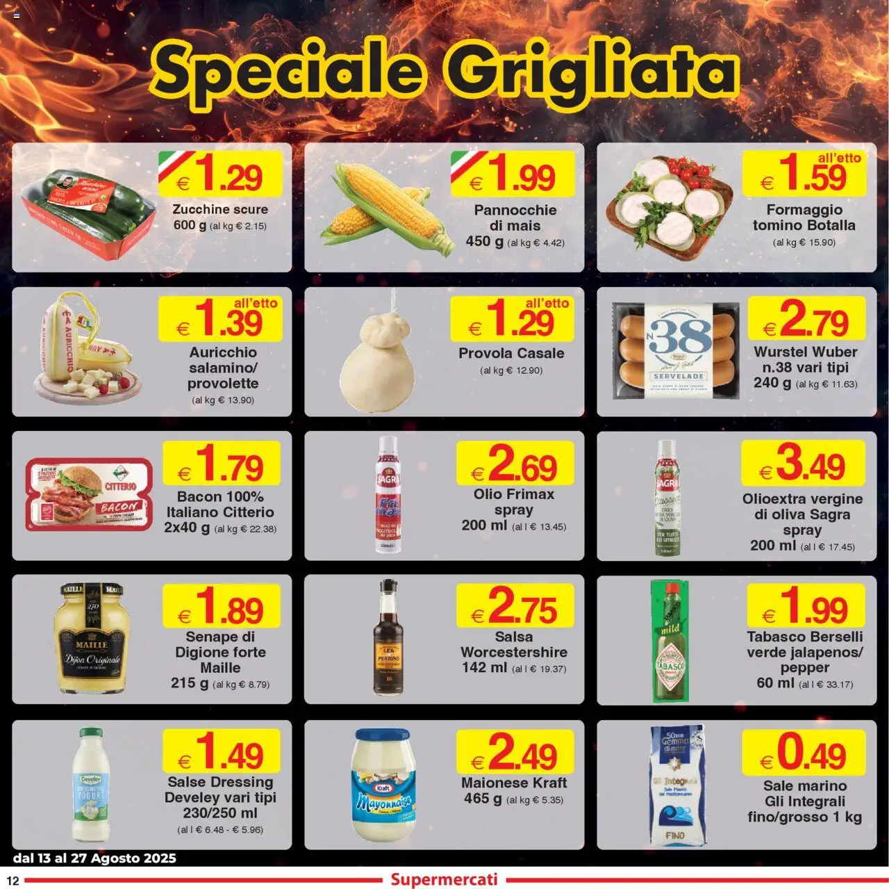Volantino Sì con Te del 13.08.2025 | Pagina: 12 | Prodotti: Sale, Formaggio, Mais, Zucchine