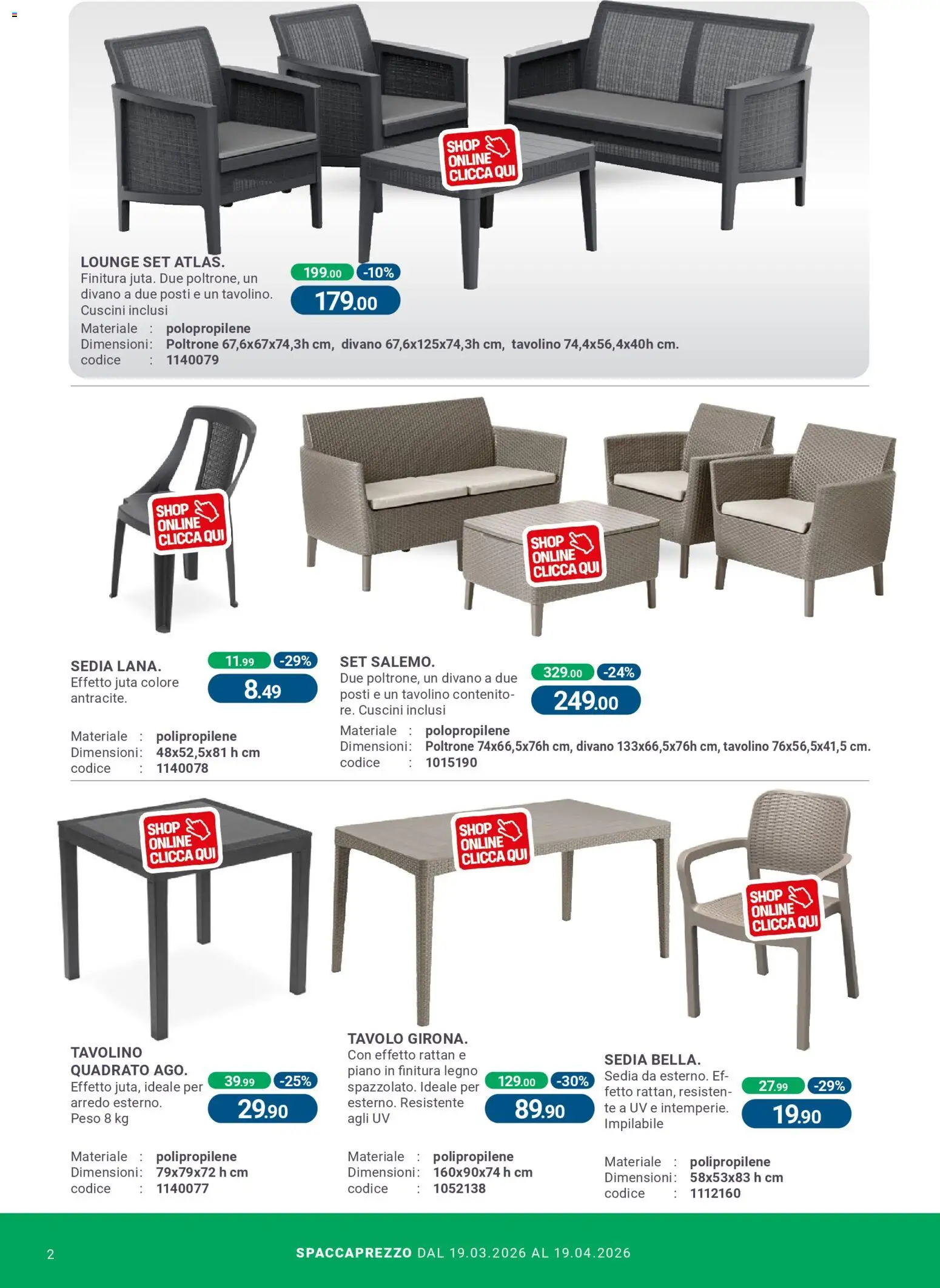 Volantino CFadda volantino del 19.03.2026 | Pagina: 2 | Prodotti: Tavolino, Tè, Divano, Tavolo