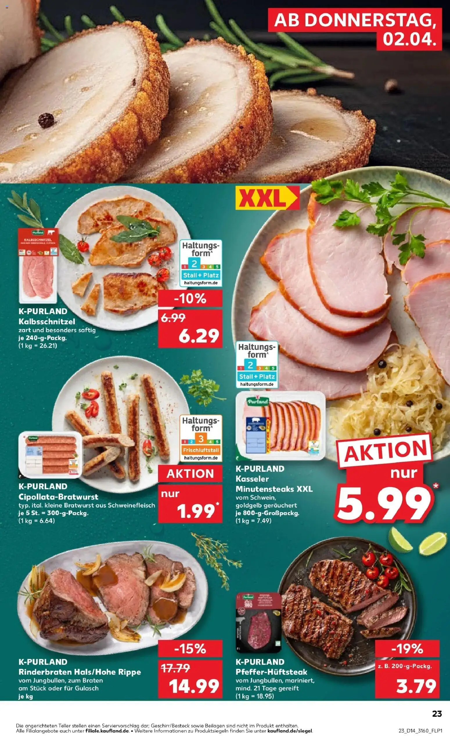 Kaufland Prospekt Schwerin	 – gültig ab 02.04.2026 | Seite: 23 | Produkte: Rinderbraten, Bratwurst, Gulasch, Schweinefleisch
