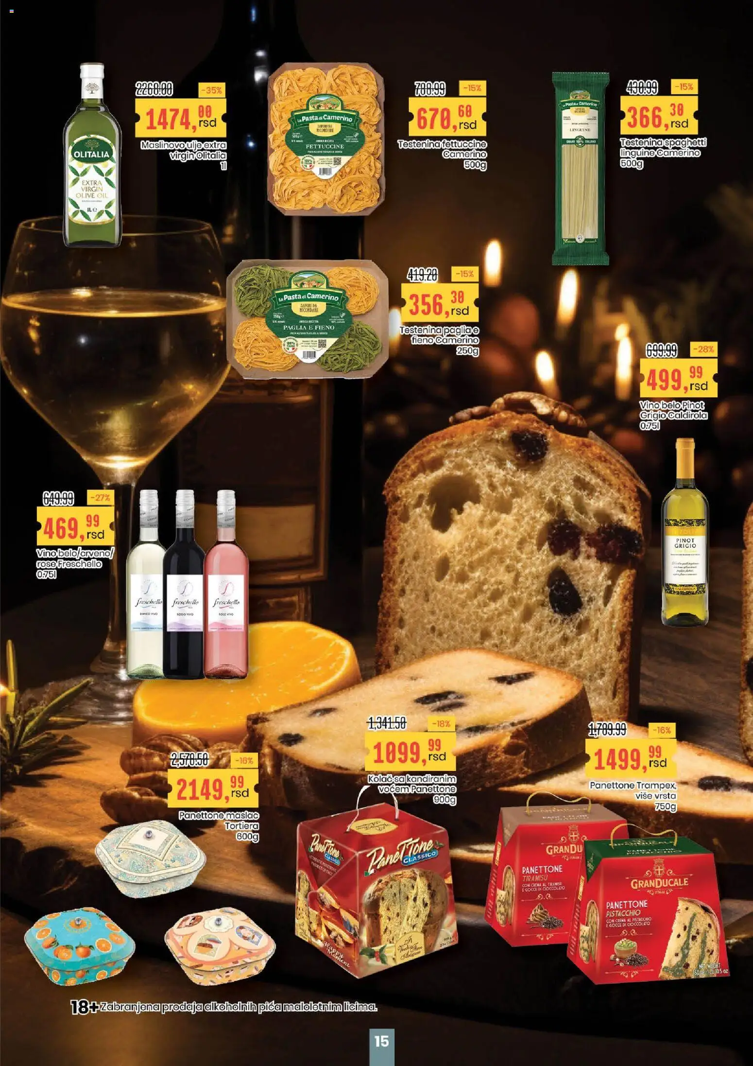 Aroma Market katalog - važi od 25.12.2025 | Strana: 15 | Proizvode: Testenina, Kolač, Maslinovo ulje, Vino