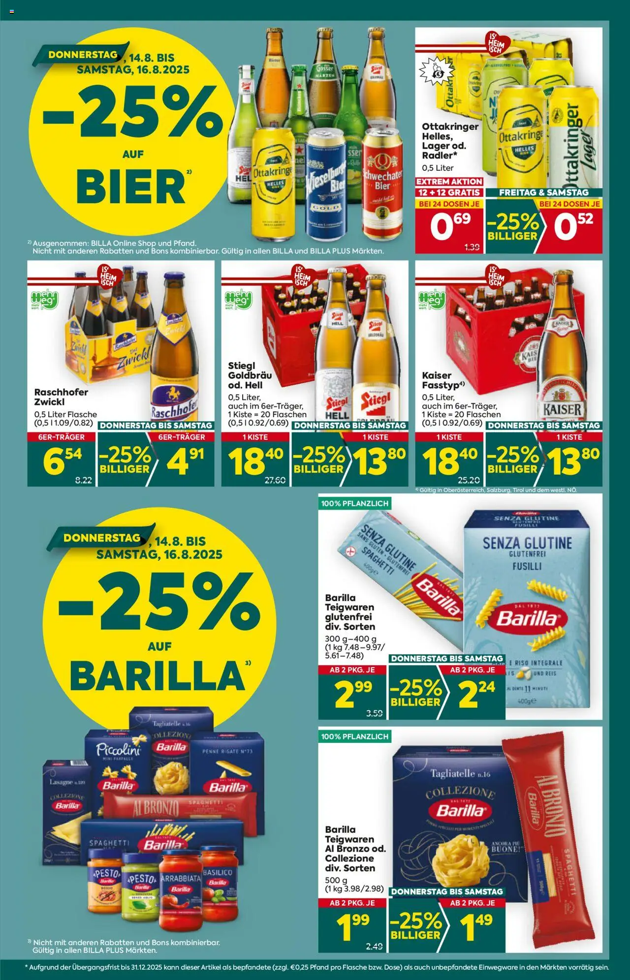 Billa Plus Flugblatt - Oberösterreich gültig ab 14.08.2025 | Seite: 3 | Produkte: Hajdina liszt, Bier, Reis