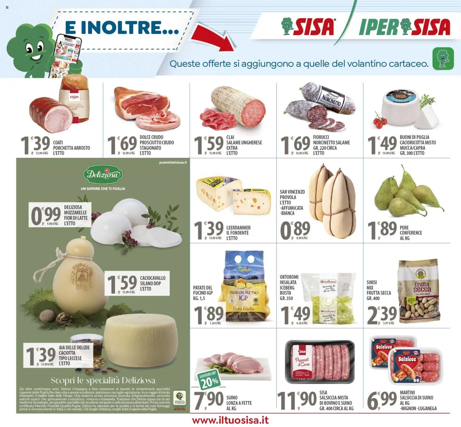 Volantino SISA del 14.11.2025 | Pagina: 14 | Prodotti: Porchetta, Salame, Frutta, Latte