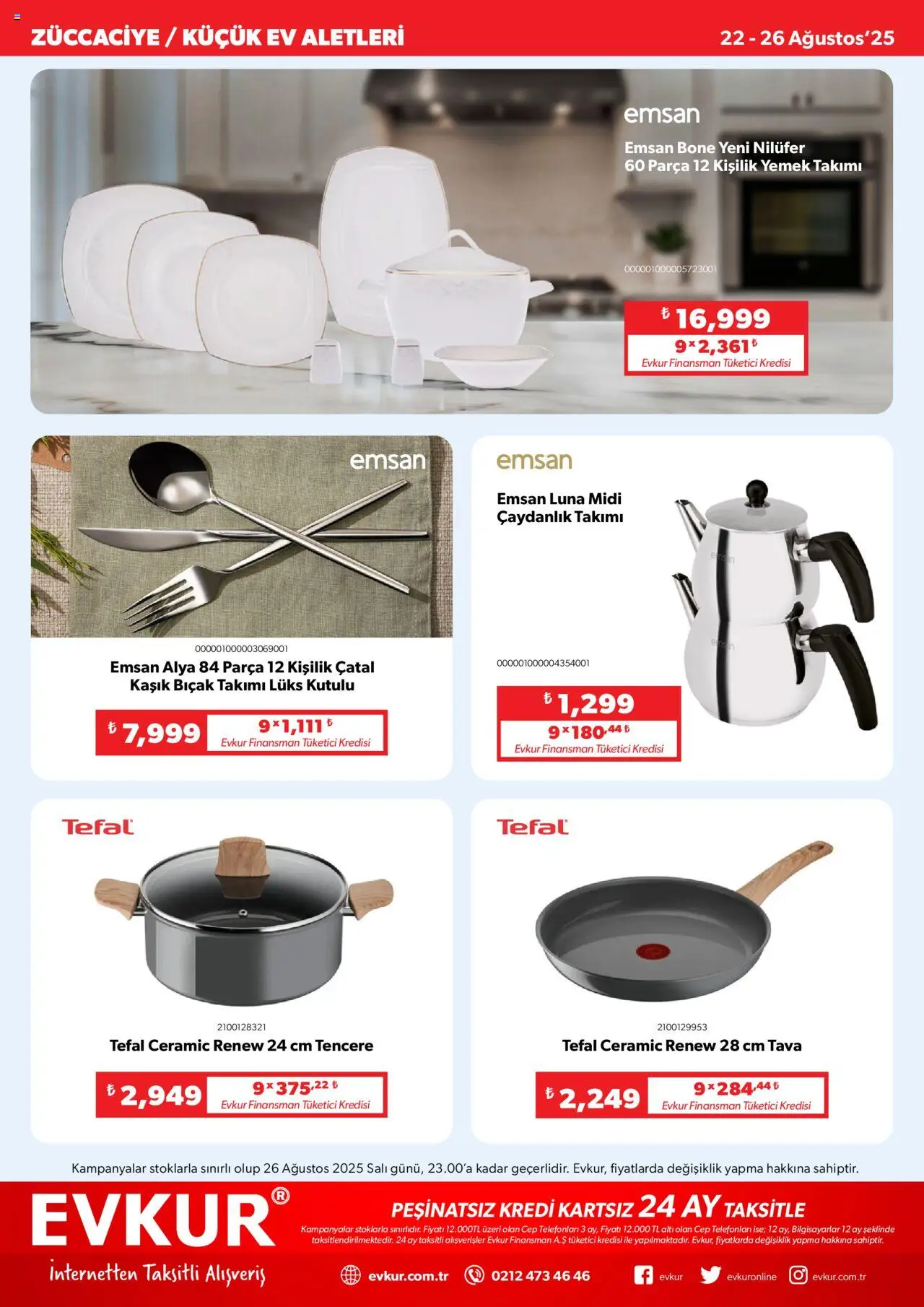 Evkur Katalog - 22.08.2025 tarihinden itibaren geçerlidir | Sayfa: 7 | Ürünler: Çatal, Çaydanlık, Yemek takımı