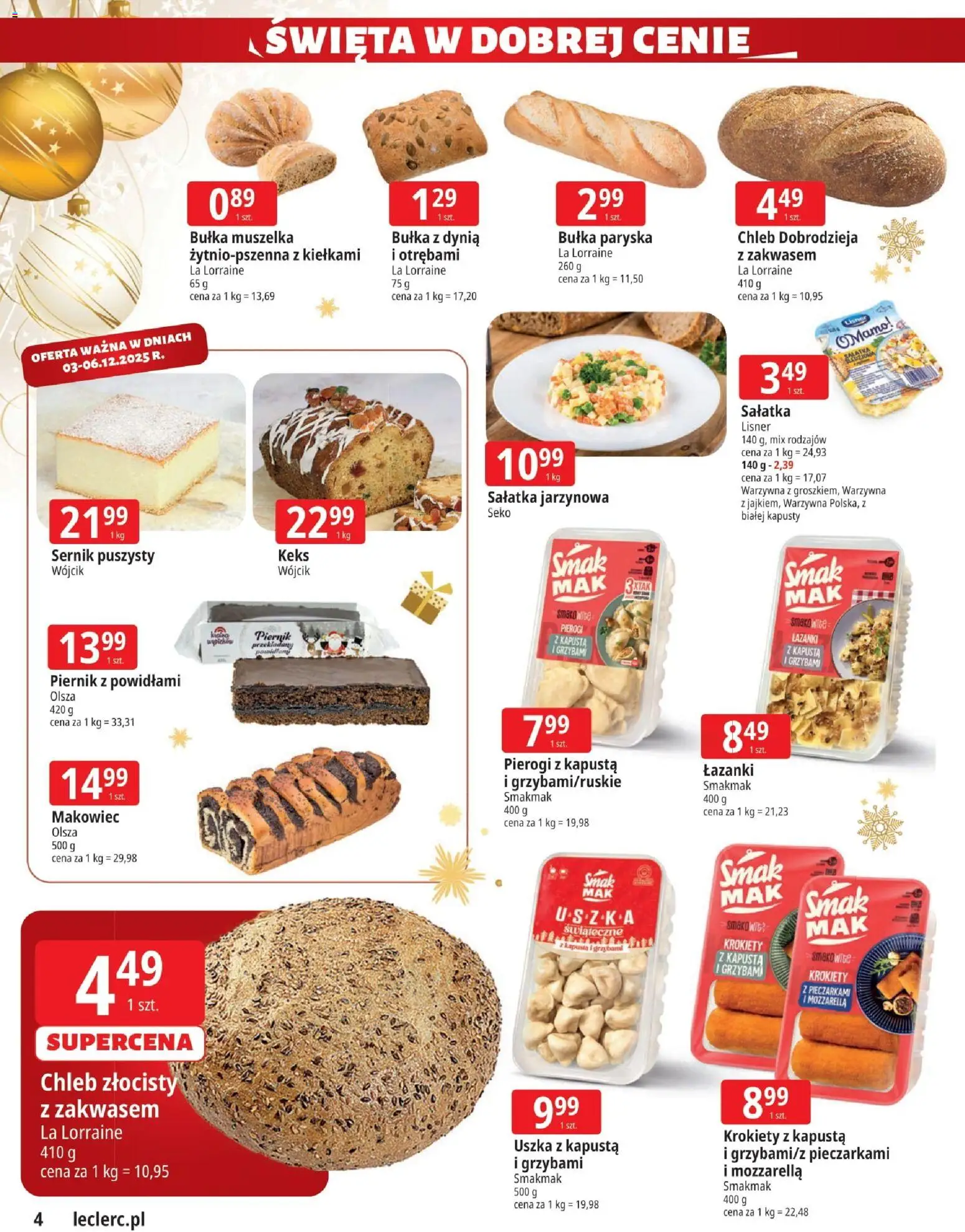 E.Leclerc Gazetka - Warszawa Jerozolimskie od 02.12.2025 | Strona: 4 | Produkty: Kapusta, Dynia, Chleb, Mozzarella
