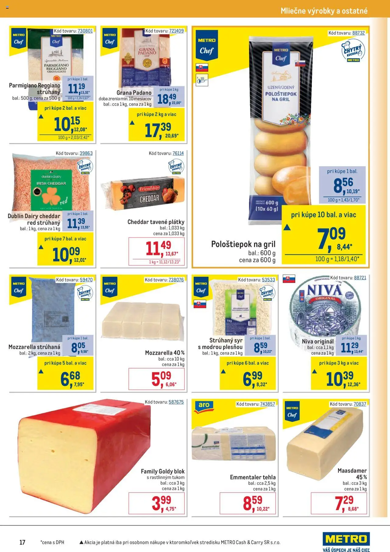 Nové Metro akcie – leták je platný od 10.09.2025 | Strana: 17 | Produkty: Gril, Syr, Mozzarella