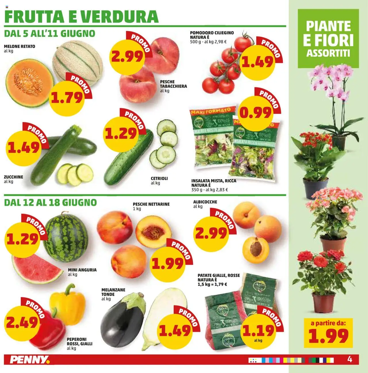Volantino PENNY del 05.06.2025 | Pagina: 4 | Prodotti: Frutta, Pomodoro, Melone, Zucchine