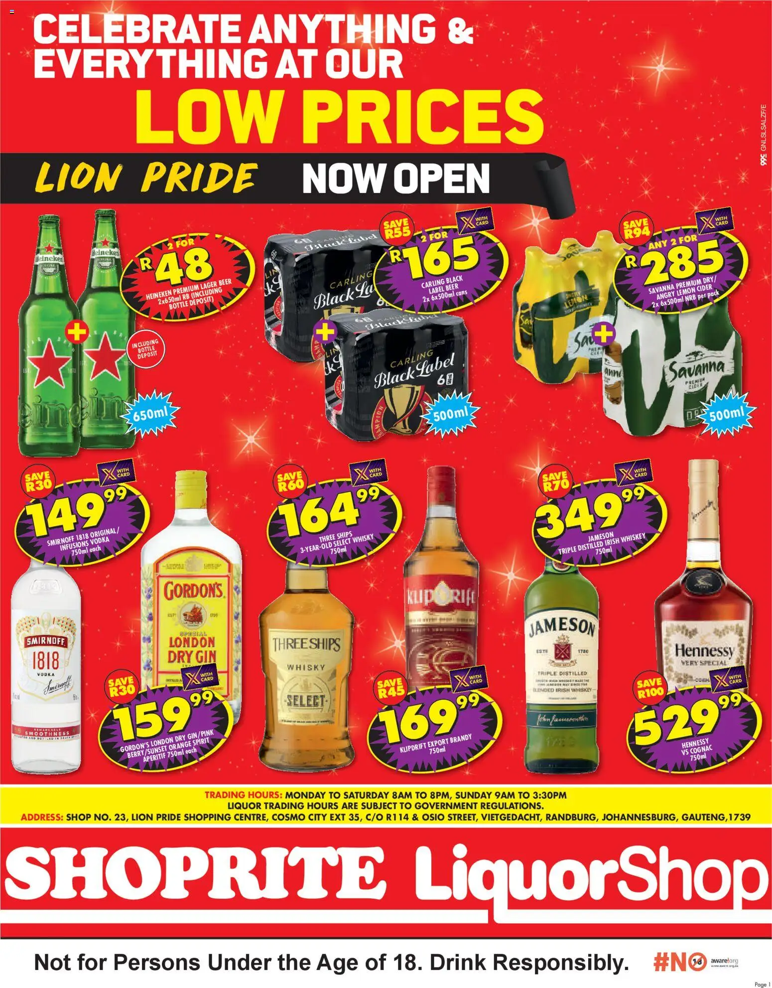 New Shoprite catalogue – valid from 07.04.2026 | Page: 1 | Products: Gin, Vodka, Whiskey, Lemon