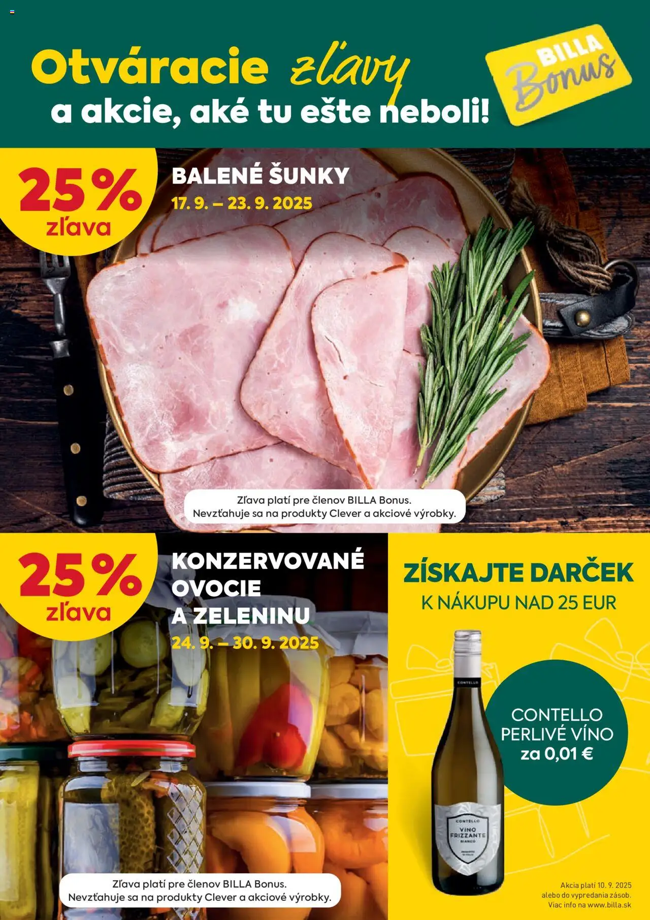 Nové Billa akcie – leták je platný od 10.09.2025 | Strana: 4 | Produkty: Víno, Perlivé víno, Ovocie