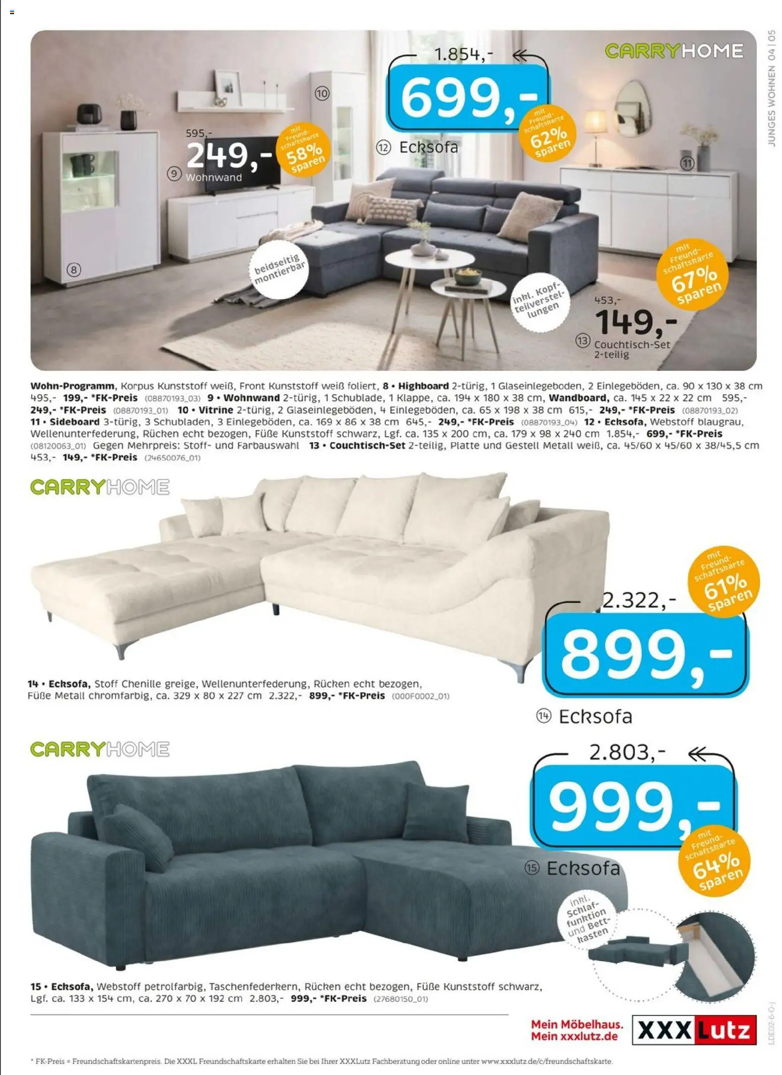 XXXL Lutz - Das Beste im Leben – gültig ab 25.01.2026 | Seite: 5 | Produkte: Ecksofa, Wohnwand, Bett, Vitrine