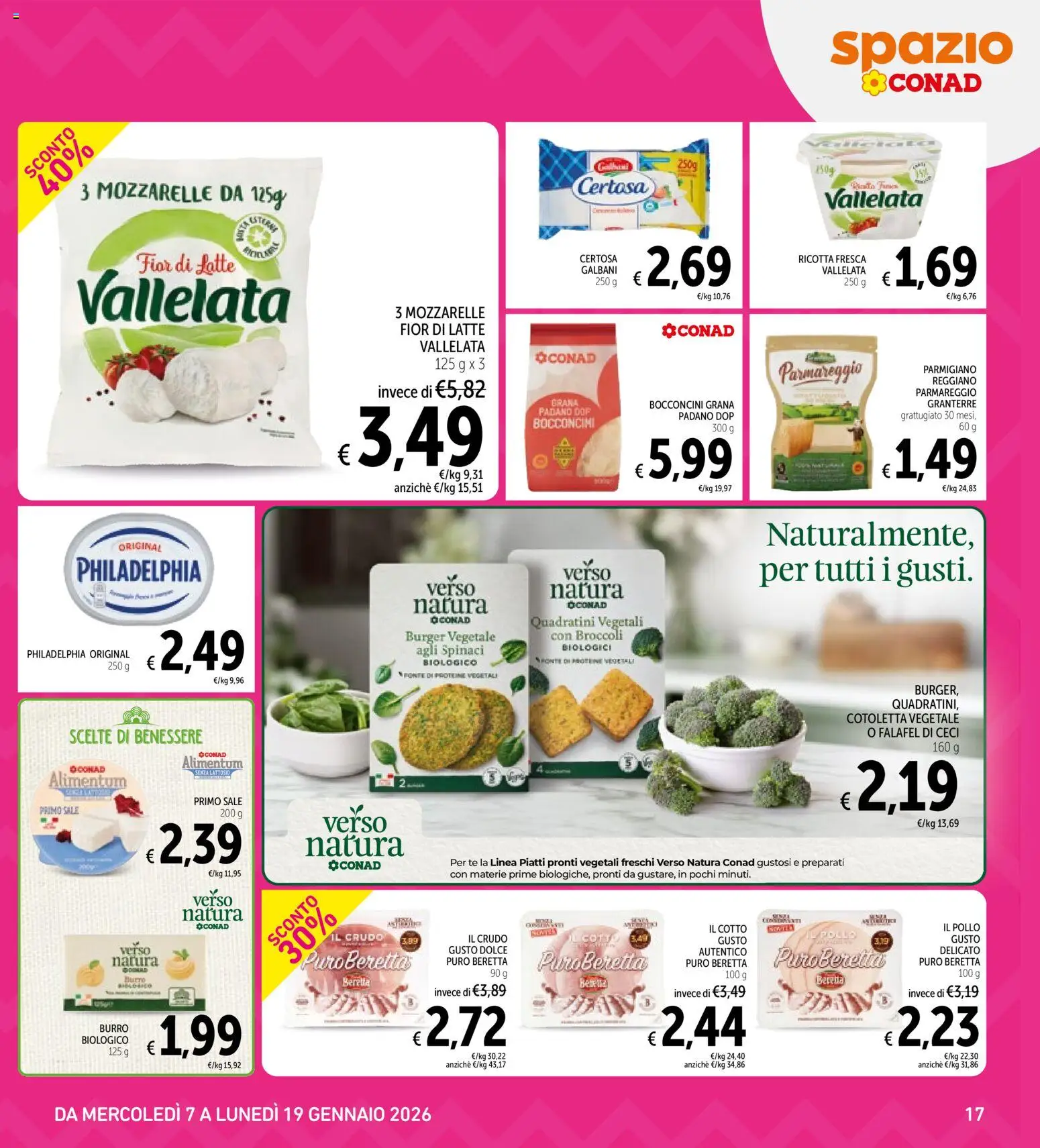Volantino Spazio Conad del 07.01.2026 | Pagina: 17 | Prodotti: Tè, Latte, Broccoli, Parmigiano reggiano