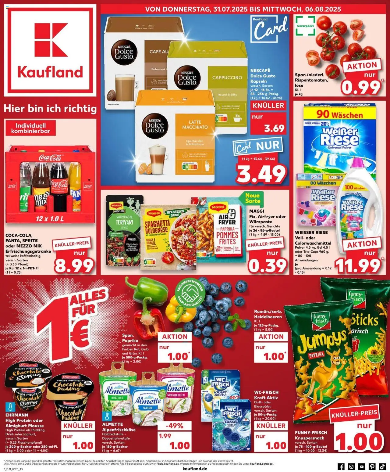 Kaufland prospekt Essen	 - gültig ab dem 03.08.2025 | Seite: 12 | Produkte: Almette, Nescafe, Heidelbeeren, Paprika