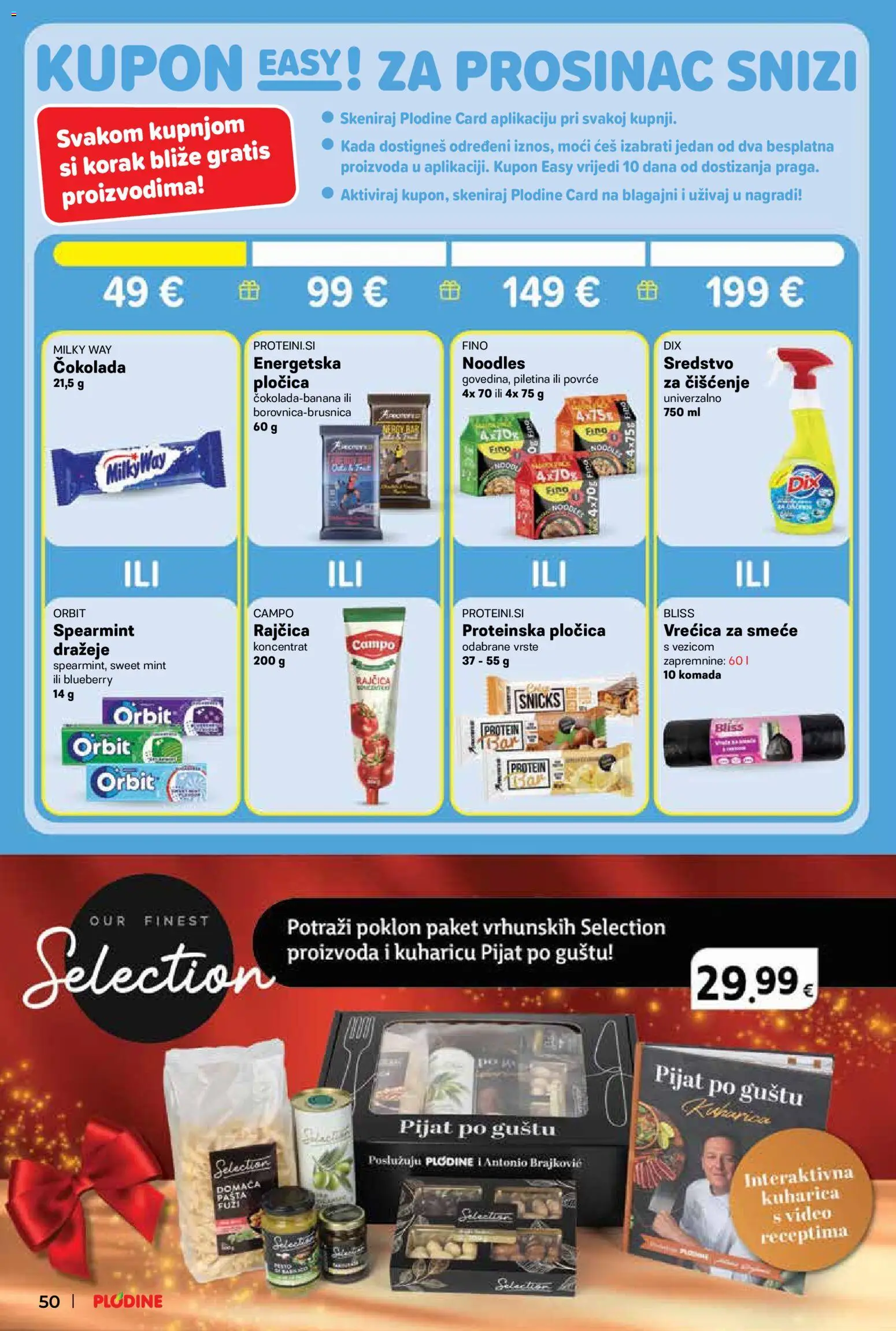 Plodine katalog | vrijedi od 03.12.2025 | Stranica: 50 | Proizvodi: Čokolada, Piletina, Rajčica, Video