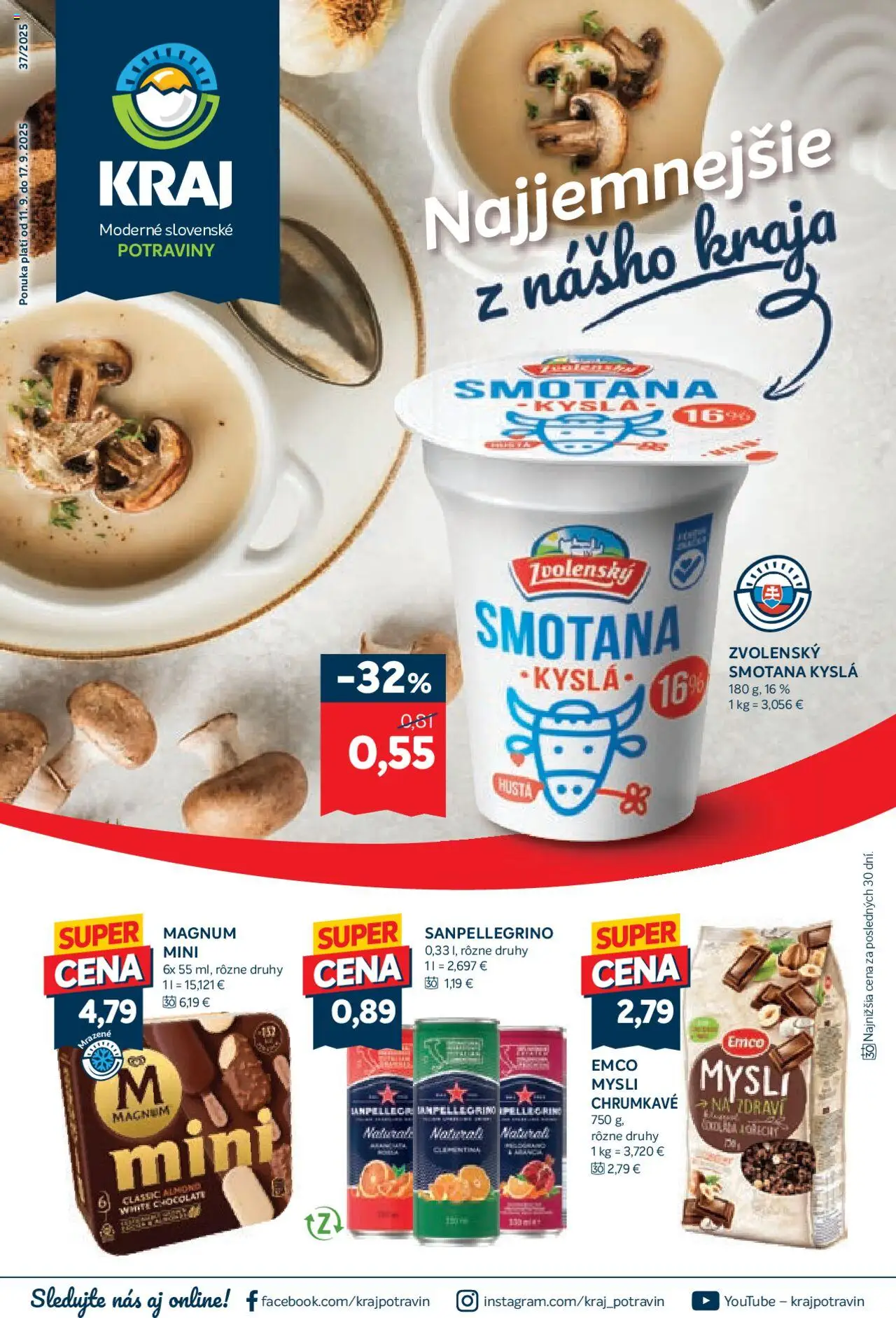 Nové Kraj akcie – leták je platný od 11.09.2025 | Strana: 1 | Produkty: Smotana, Magnum