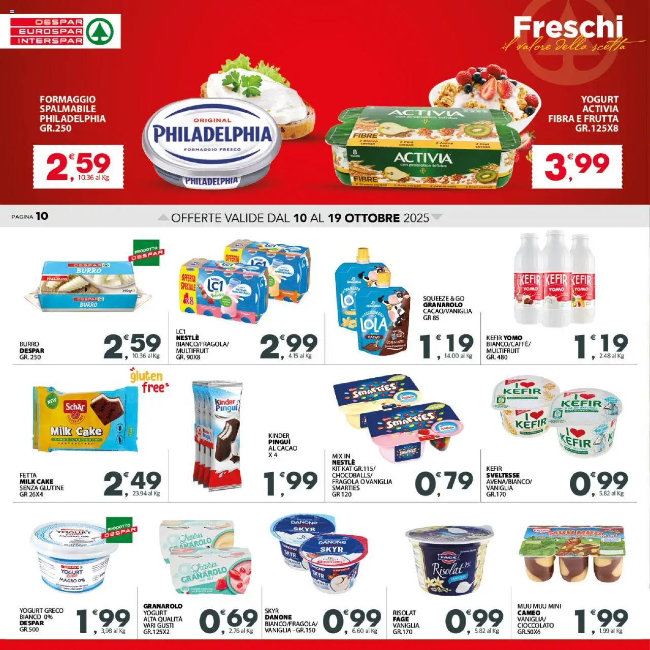 Volantino Eurospar del 10.10.2025 | Pagina: 10 | Prodotti: Yogurt greco, Cereali, Latte, Burro