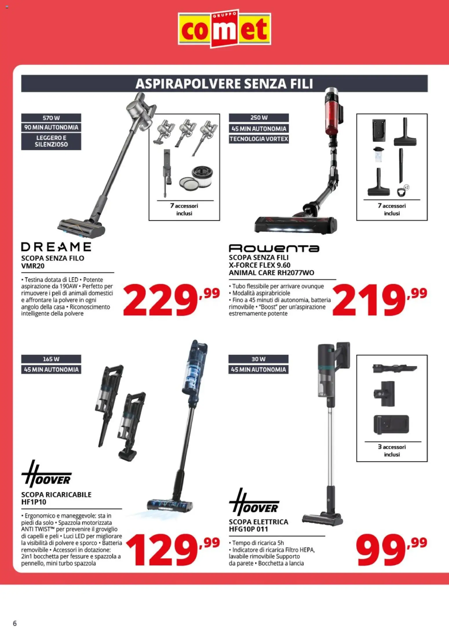 Volantino Comet del 13.04.2026 | Pagina: 6 | Prodotti: Spazzola, Scopa elettrica, Scopa, Batteria