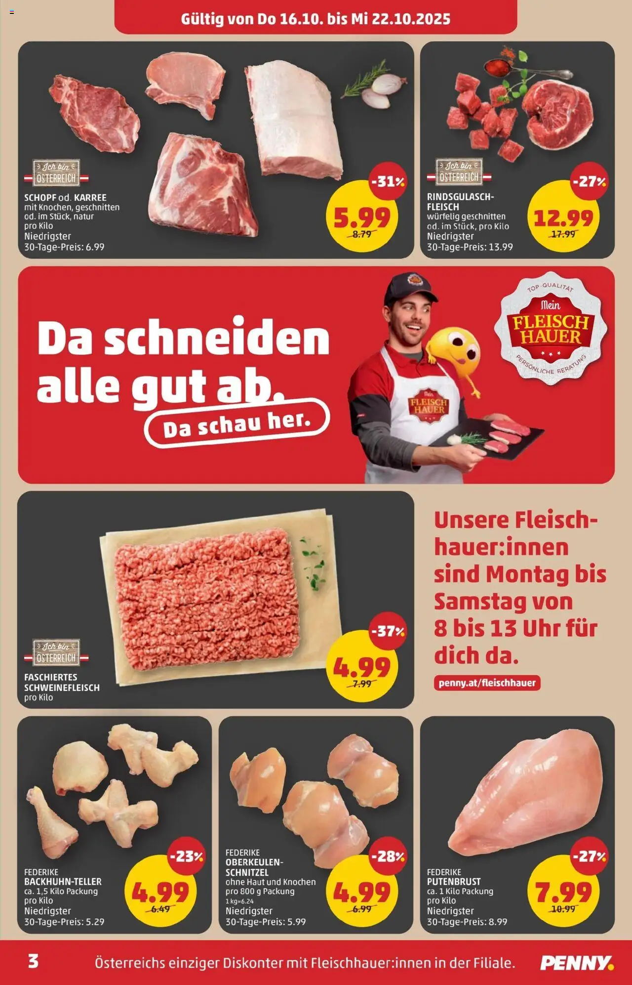 Penny Markt - Eröffnung in 3424 Zeiselmauer gültig ab 16.10.2025 | Seite: 3 | Produkte: Uhr, Schweinefleisch