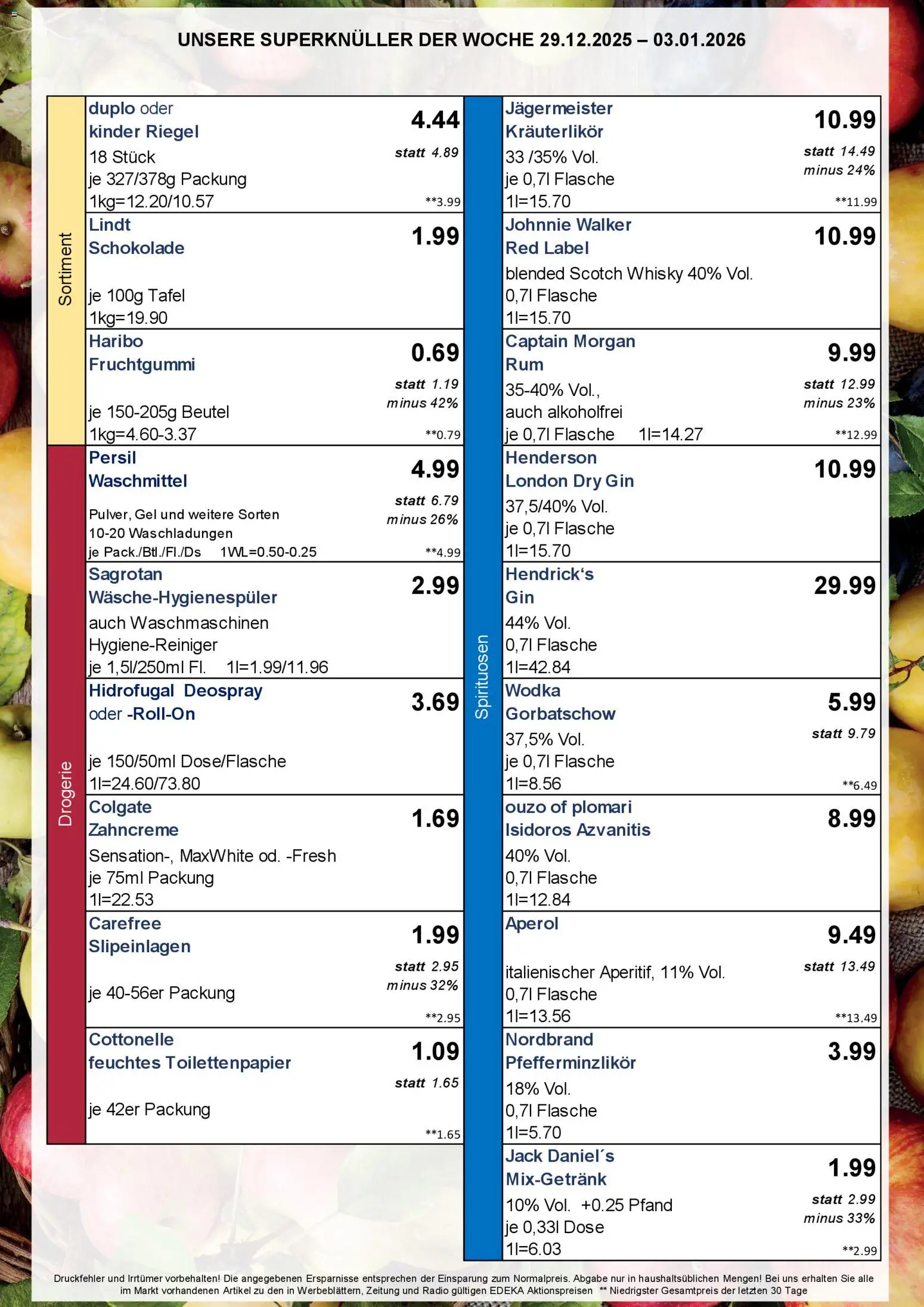 Simmel - Bayern – gültig ab 29.12.2025 | Seite: 3 | Produkte: Nordbrand pfefferminzlikor, Lindt, Wodka, Feuchtes Toilettenpapier