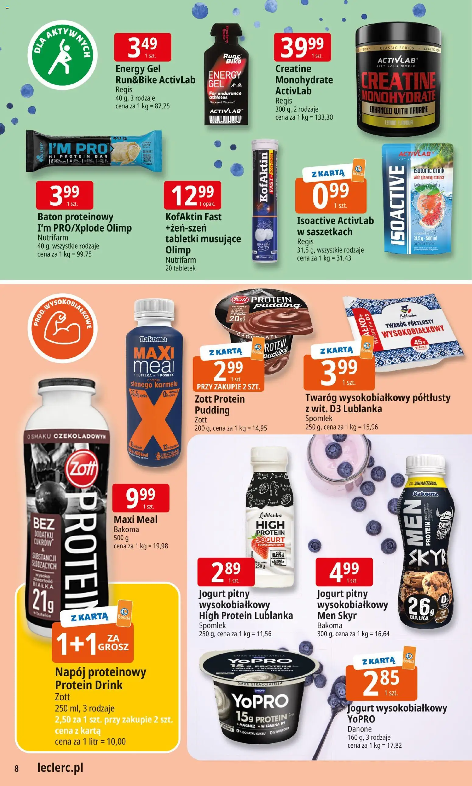 E.Leclerc Gazetka - Radom od 28.10.2025 | Strona: 8 | Produkty: Karta, Twaróg półtłusty, Jogurt pitny, Twaróg