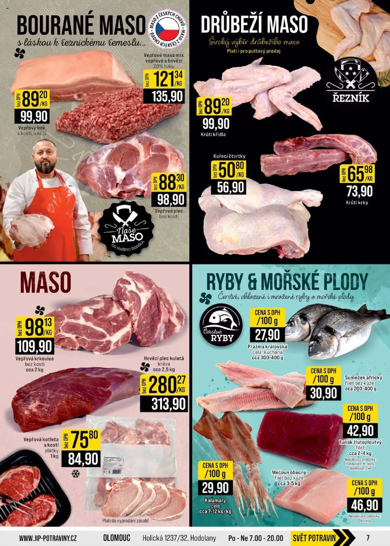 Jip leták - Cash & Carry od 15.10.2025 | Strana: 7 | Produkty: Kuřecí čtvrtky, Ryby, Vepřová kotleta, Krkovice