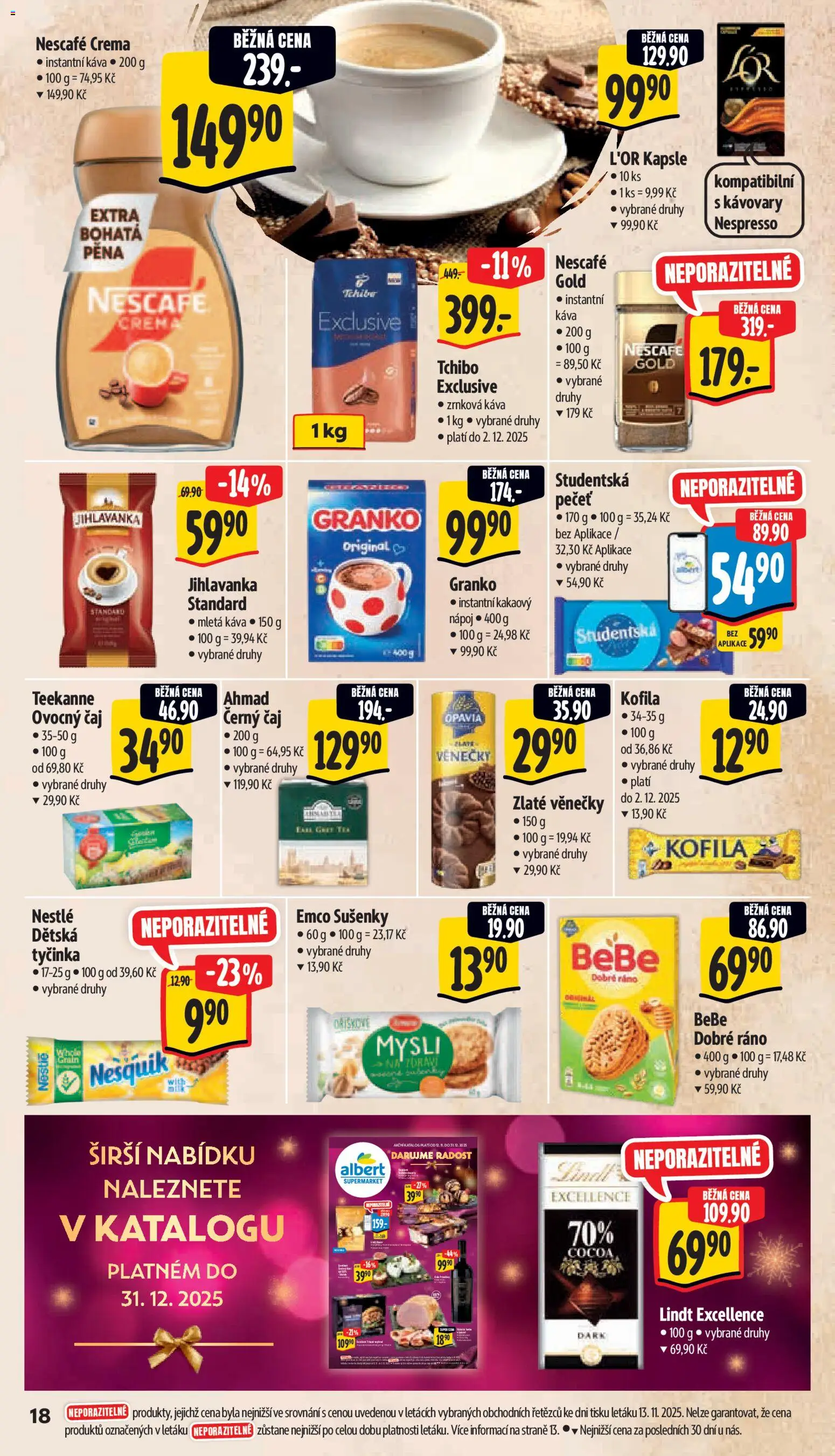 Albert leták - Supermarket od 19.11.2025 | Strana: 26 | Produkty: Čaj, Kofila, Zrnková káva, Sušenky