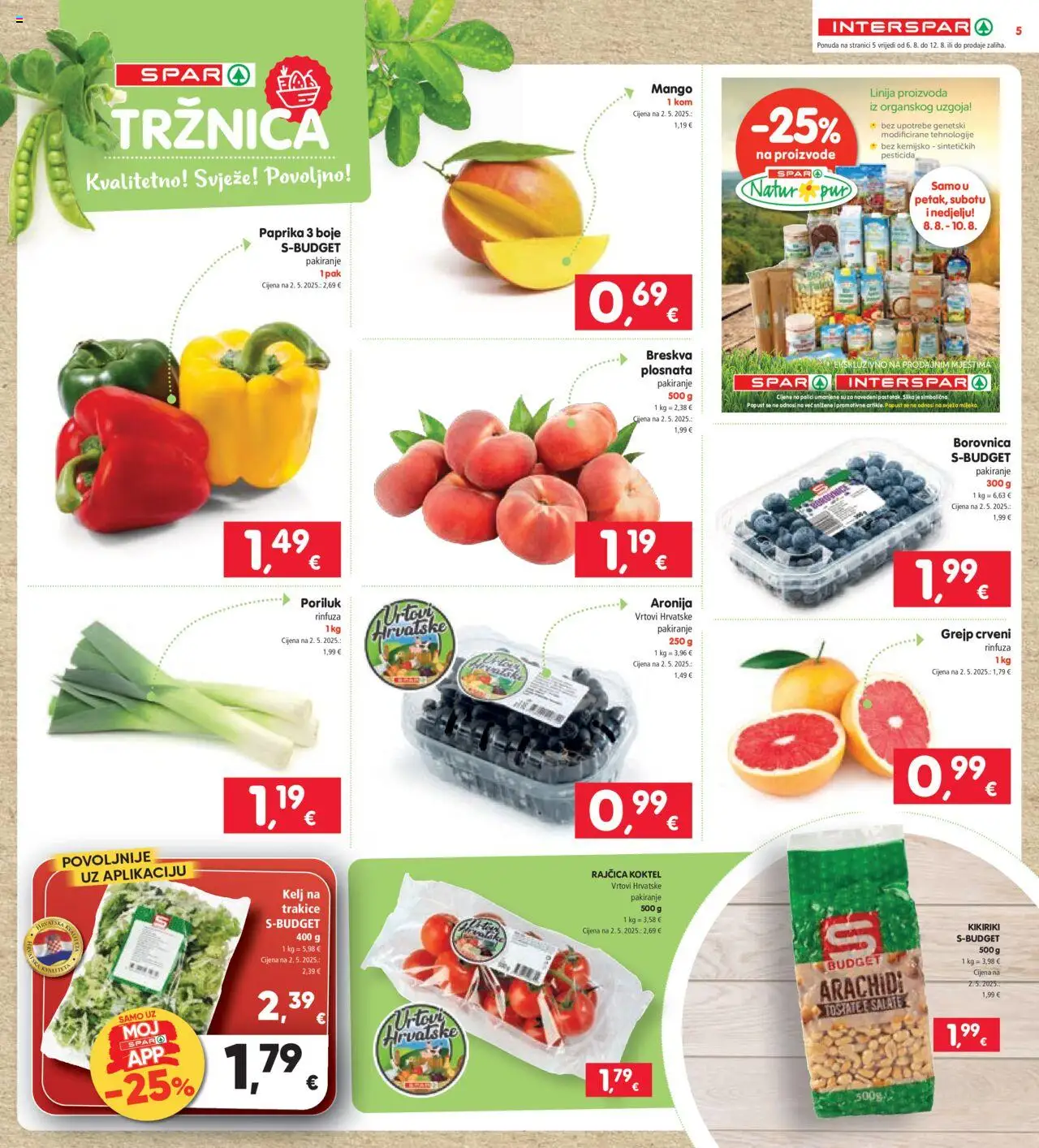 Interspar katalog | vrijedi od 06.08.2025 | Stranica: 5 | Proizvodi: Paprika, Mango, Breskva, Borovnica