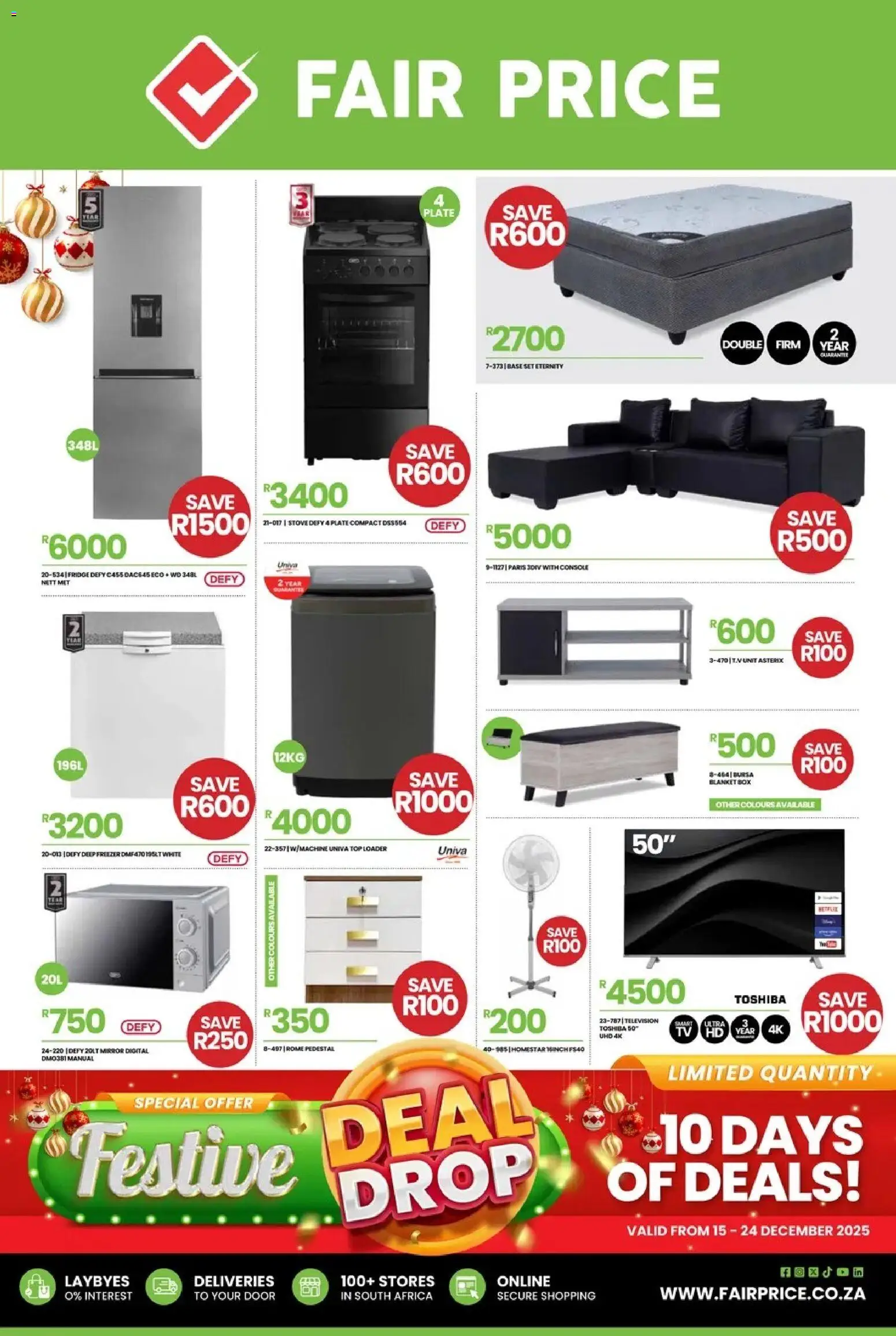 New Fair Price catalogue – valid from 15.12.2025 | Page: 1 | Products: Television, Freezer, Plate, Blanket box