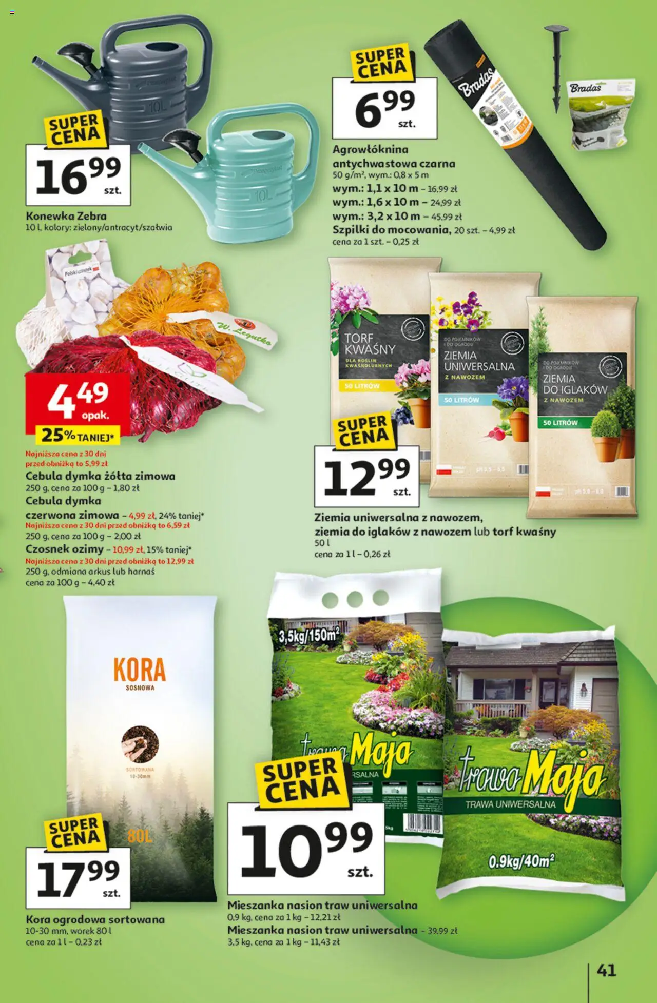 Auchan Gazetka - Odlotowe ceny na start szkoły Hipermarket od 28.08.2025 | Strona: 41 | Produkty: Czosnek, Ziemia uniwersalna, Ziemia, Harnaś