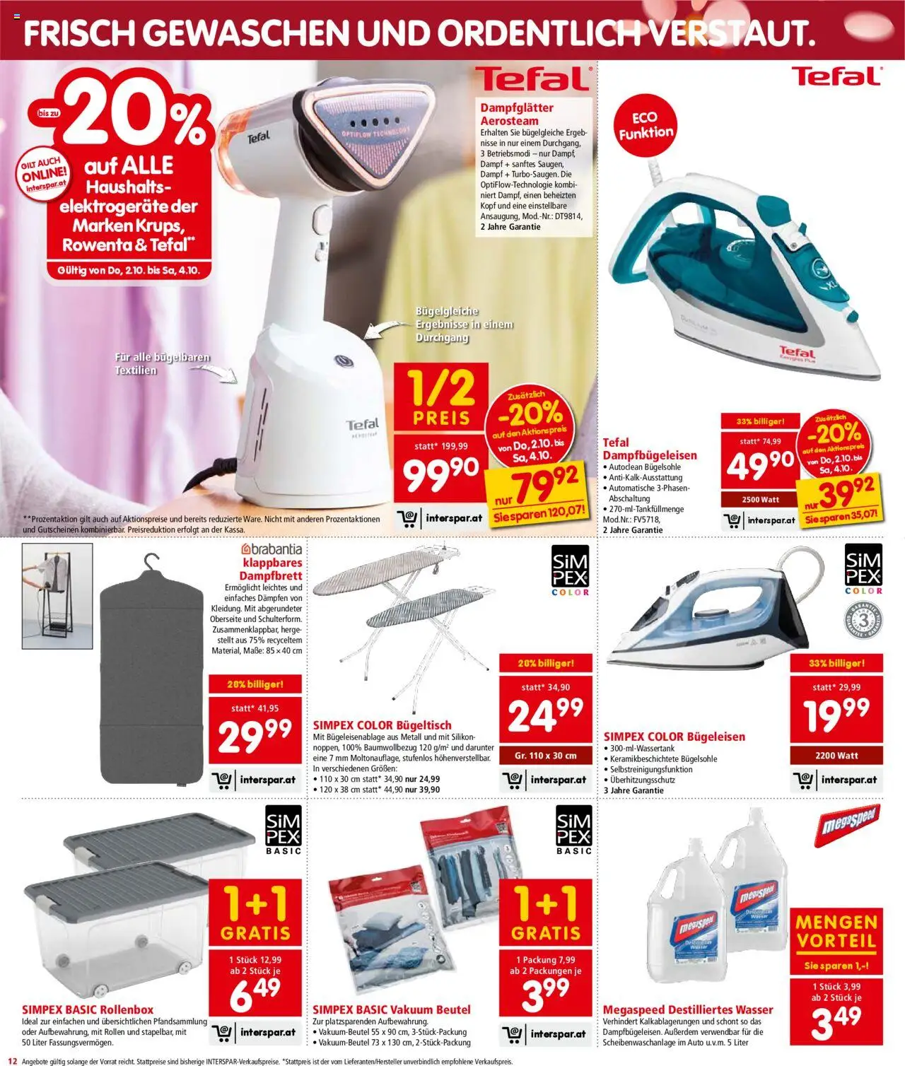 Interspar Flugblatt - Wien gültig ab 02.10.2025 | Seite: 12 | Produkte: Wasser, Bügeleisen