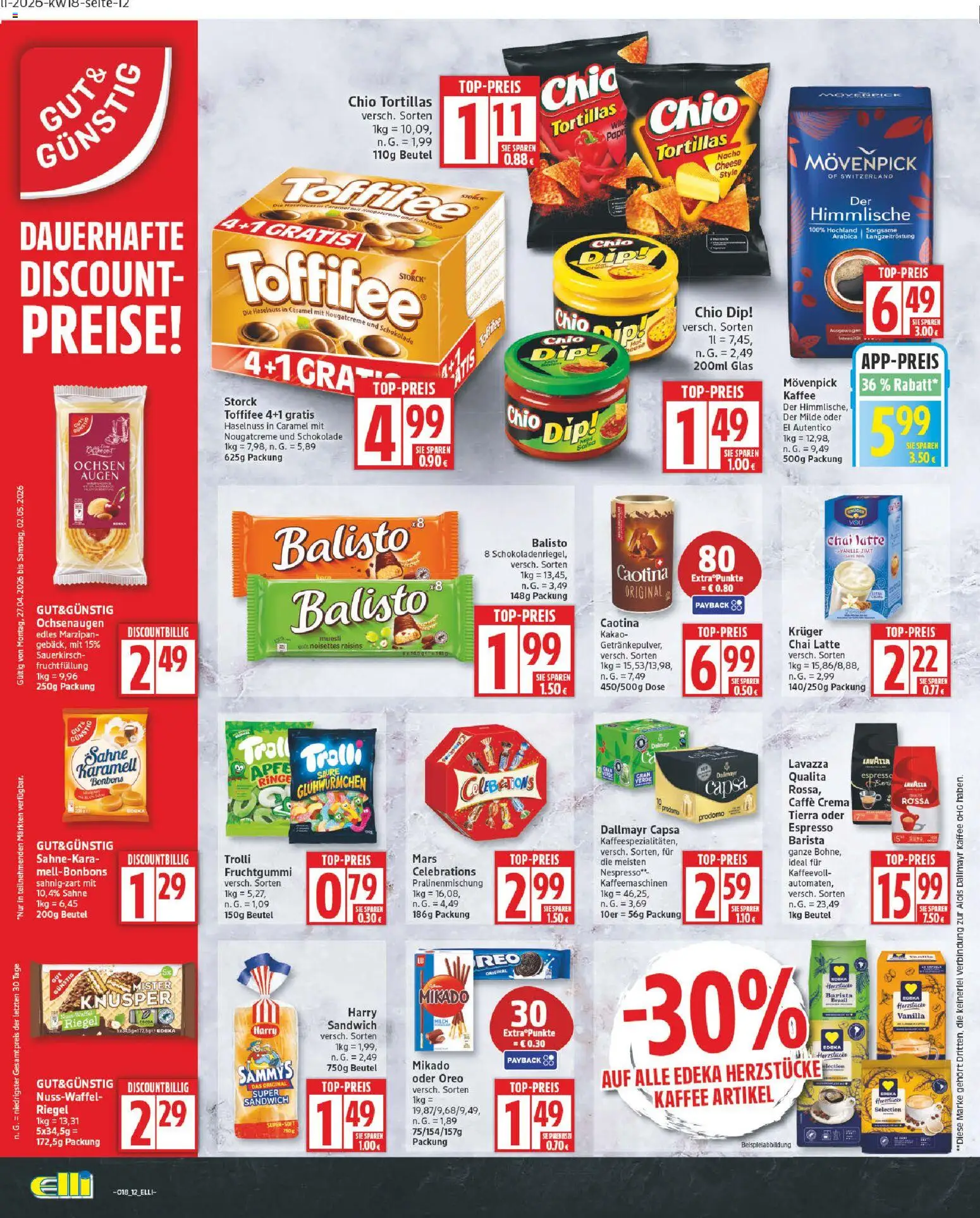Elli Markt Prospekt – gültig ab 27.04.2026 | Seite: 12 | Produkte: Schokolade, Celebrations, Sahne, Dallmayr capsa