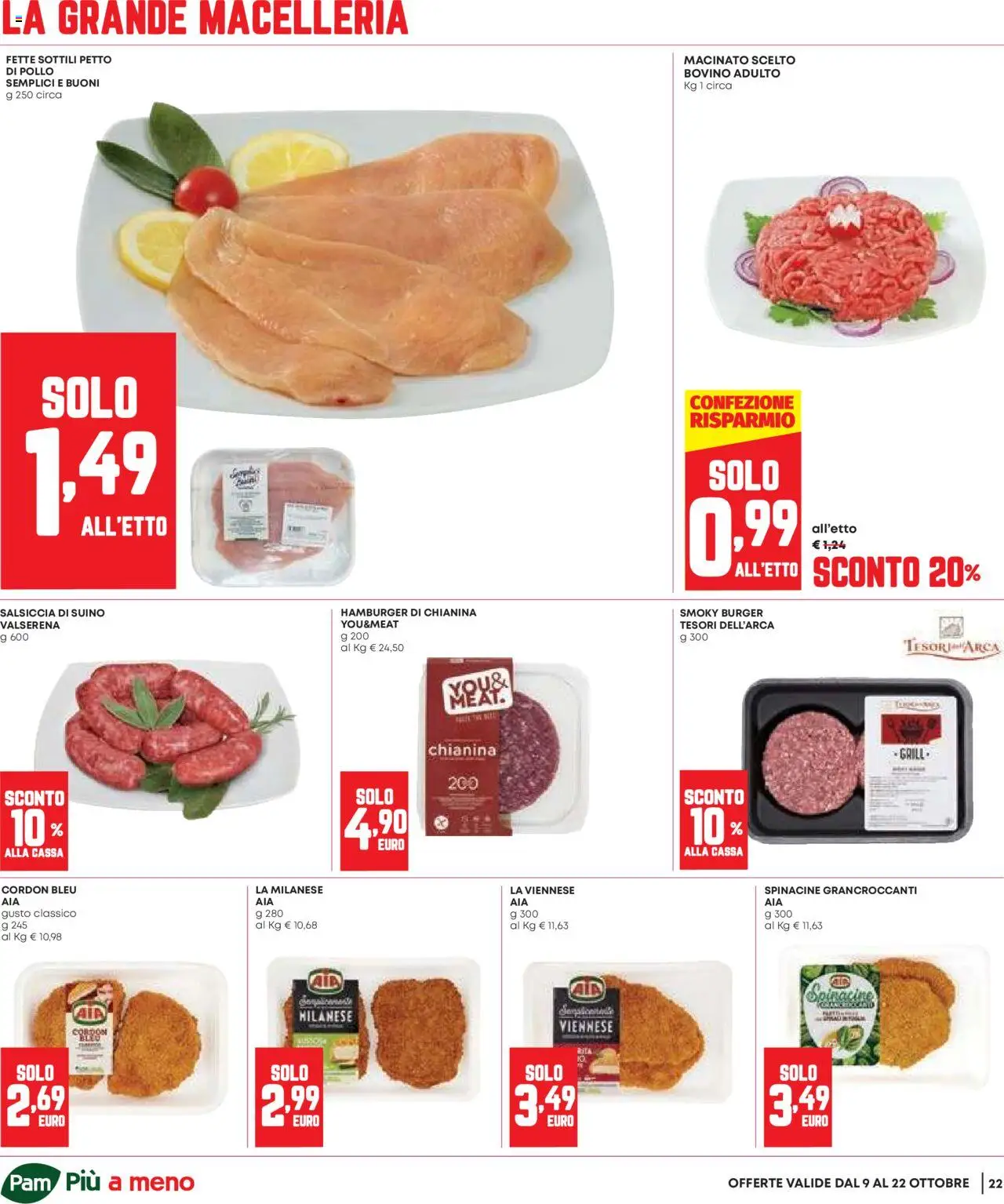 Volantino Panorama del 09.10.2025 | Pagina: 22 | Prodotti: Bovino, Pollo, Suino, Hamburger