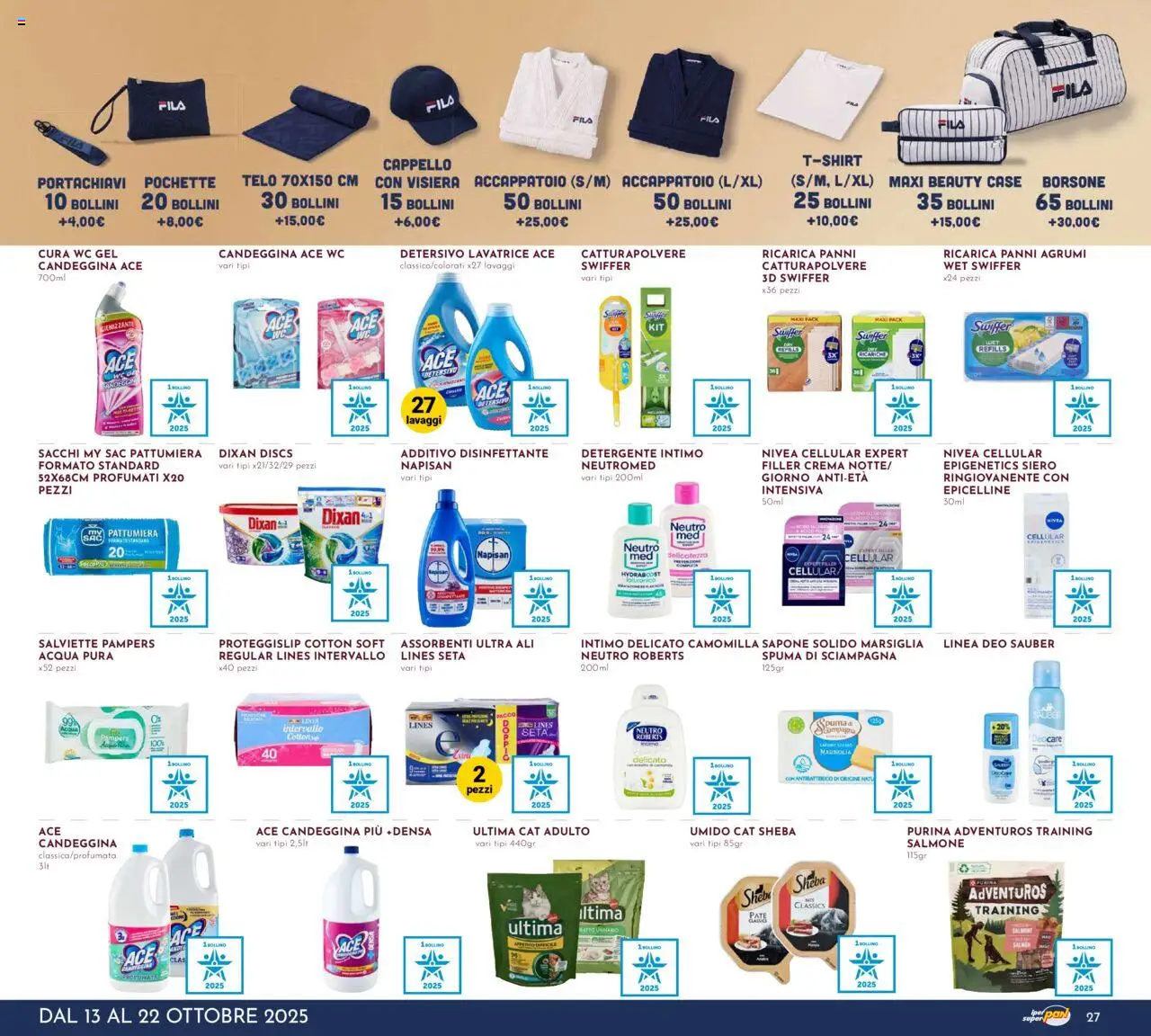Volantino Pan del 13.10.2025 | Pagina: 27 | Prodotti: Detergente, Agrumi, Cappello, Pampers