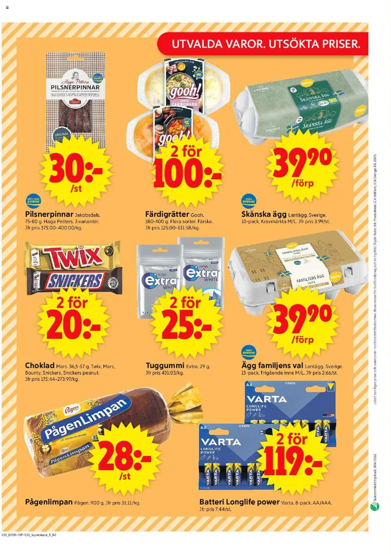 ICA Supermarket reklamblad aktuell från 11.08.2025 | Sida: 10 | Produkter: Batteri, Ägg, Choklad, Tuggummi