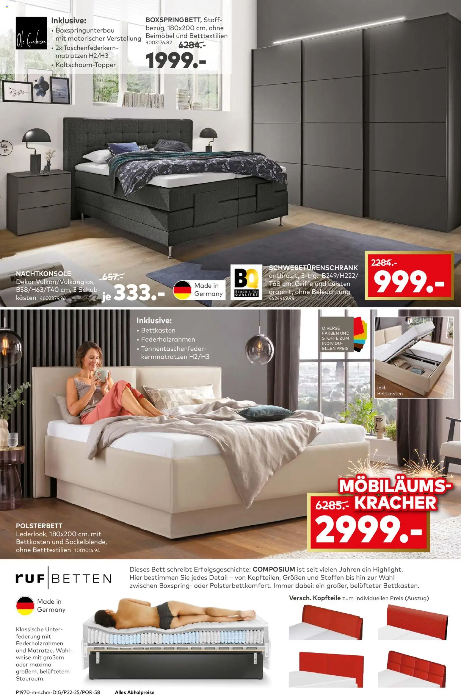 Porta! Jetzt Möbeltrends entdecken und 25% Möbiläumsrabatt auf ALLE Möbel sichern - Berlin – gültig ab 10.11.2025 | Seite: 10 | Produkte: Bett, Schwebetürenschrank, Polsterbett
