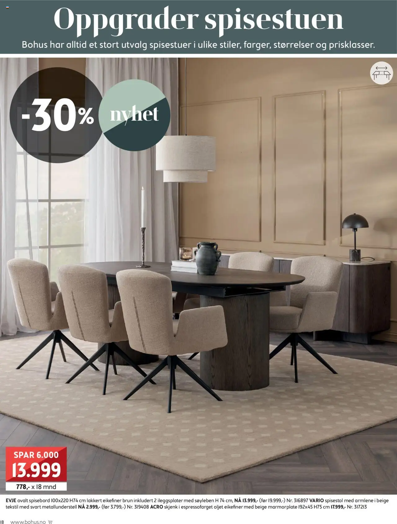 {H1} | Side: 18 | Produkter: Spisebord, Spisestol