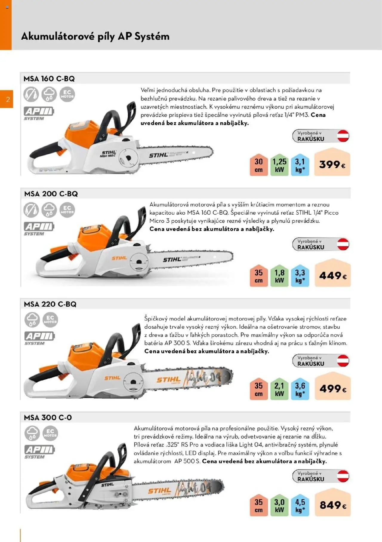 Nové STIHL akcie – leták je platný od 01.04.2025 | Strana: 34 | Produkty: Motorová píla, Píla, Batéria