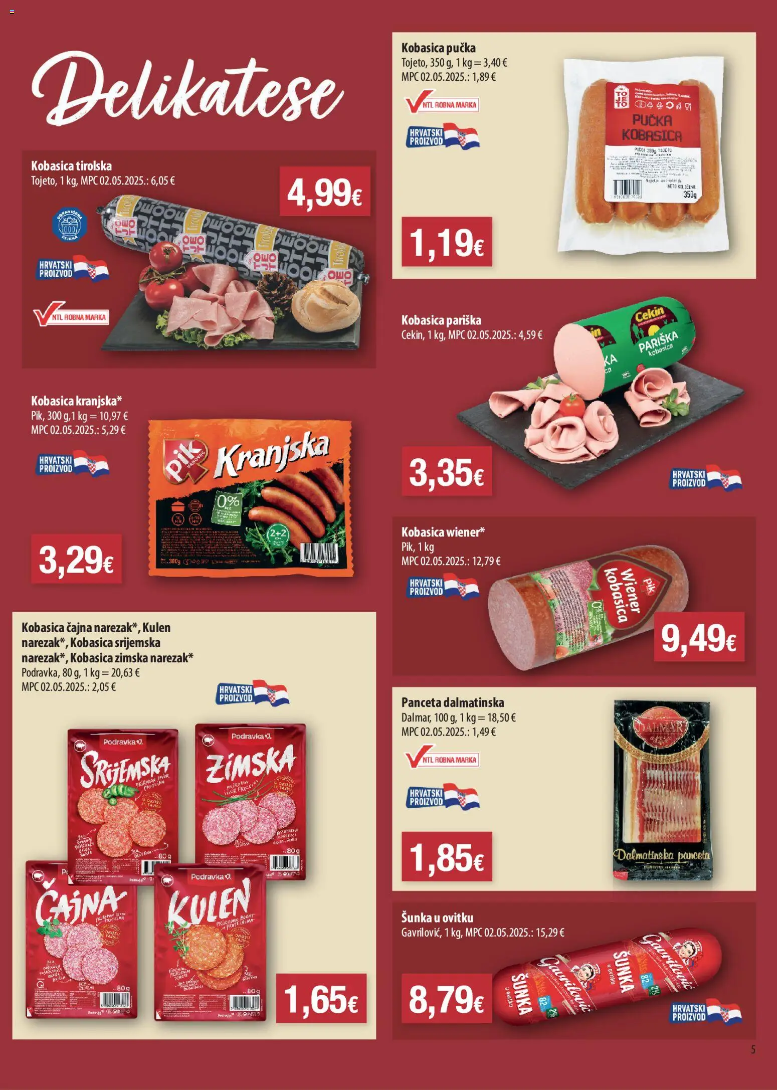 NTL katalog | vrijedi od 15.04.2026 | Stranica: 5 | Proizvodi: Šunka, Podravka, Narezak, Panceta