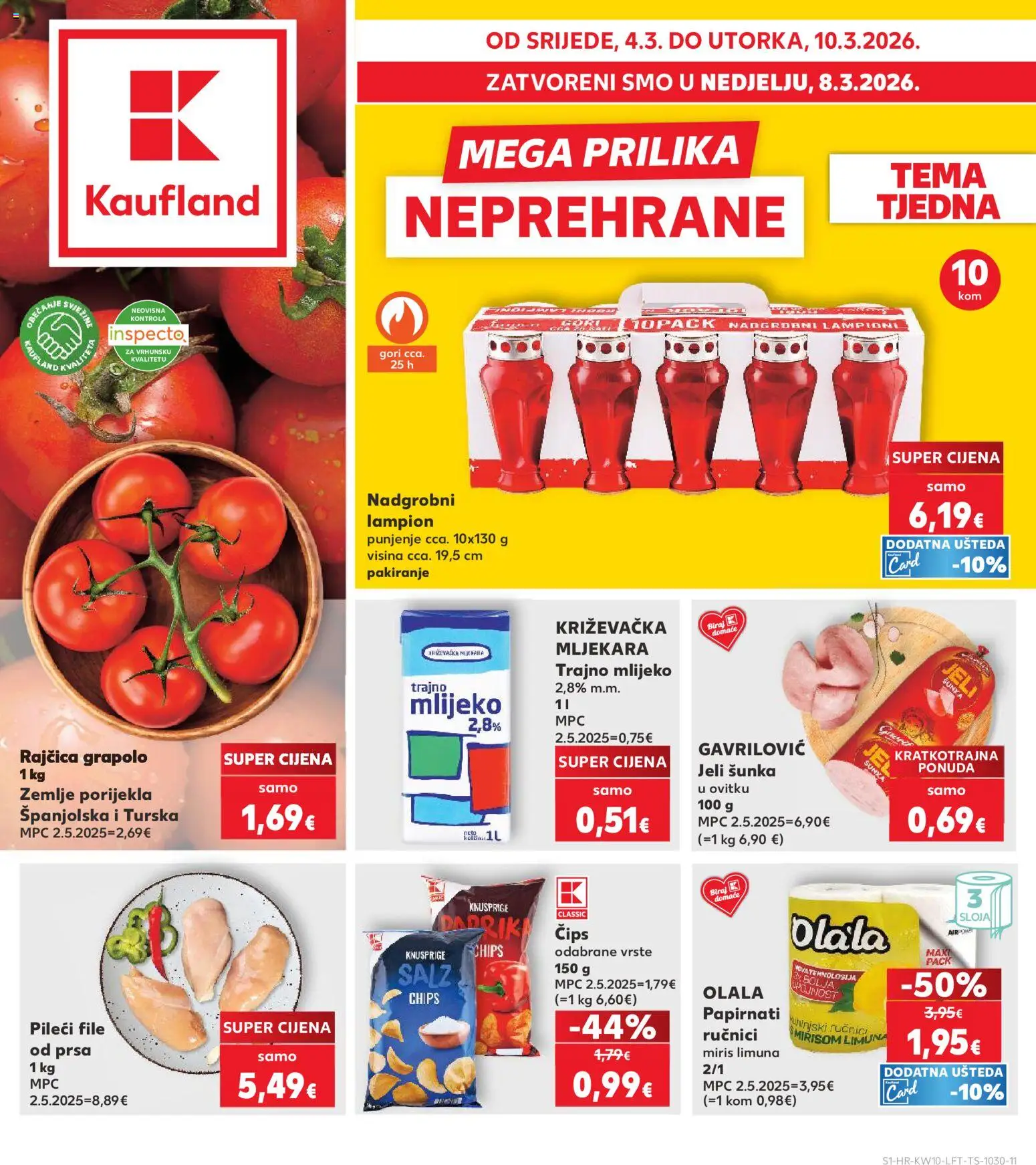 Kaufland katalog | vrijedi od 04.03.2026 | Stranica: 1 | Proizvodi: Miris, Pileći file, Šunka, Papirnati ručnici