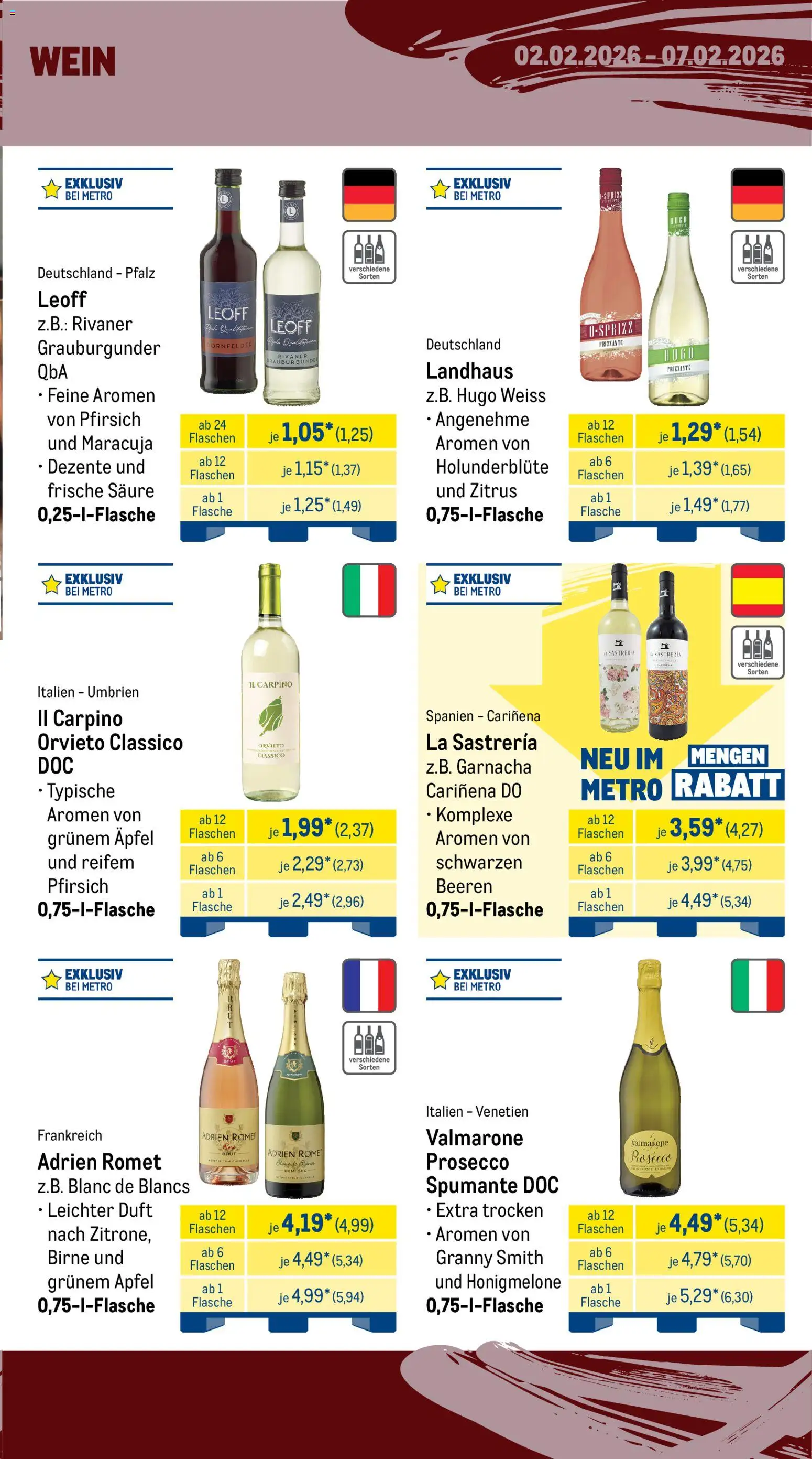 Metro Prospekt 	 – gültig ab 02.02.2026 | Seite: 15 | Produkte: Äpfel, Honigmelone, Birne, Wein