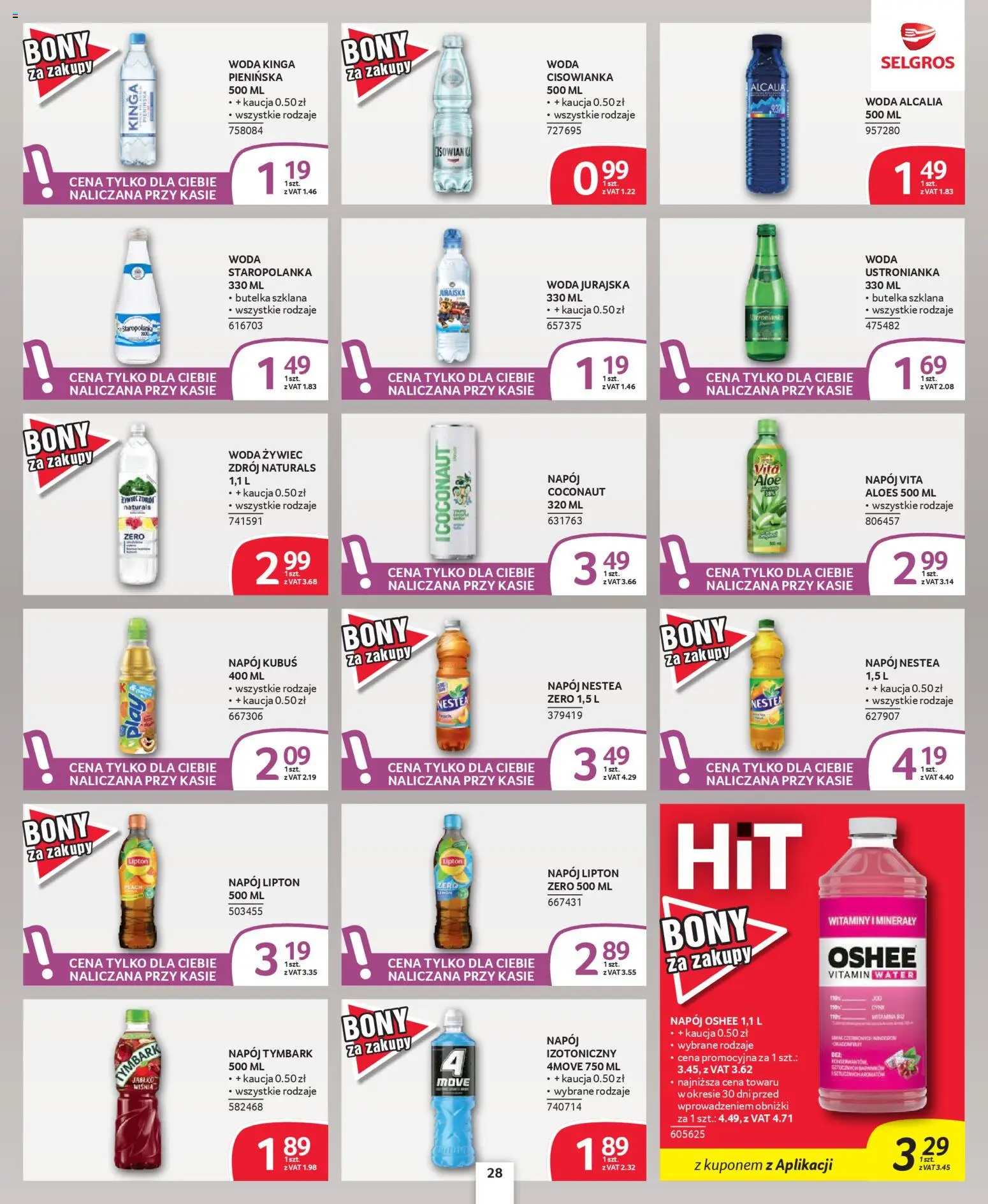 Selgros cash&carry - Oferta dla profesjonalistów od 09.04.2026 | Strona: 28 | Produkty: Woda żywiec, Aloes, Woda