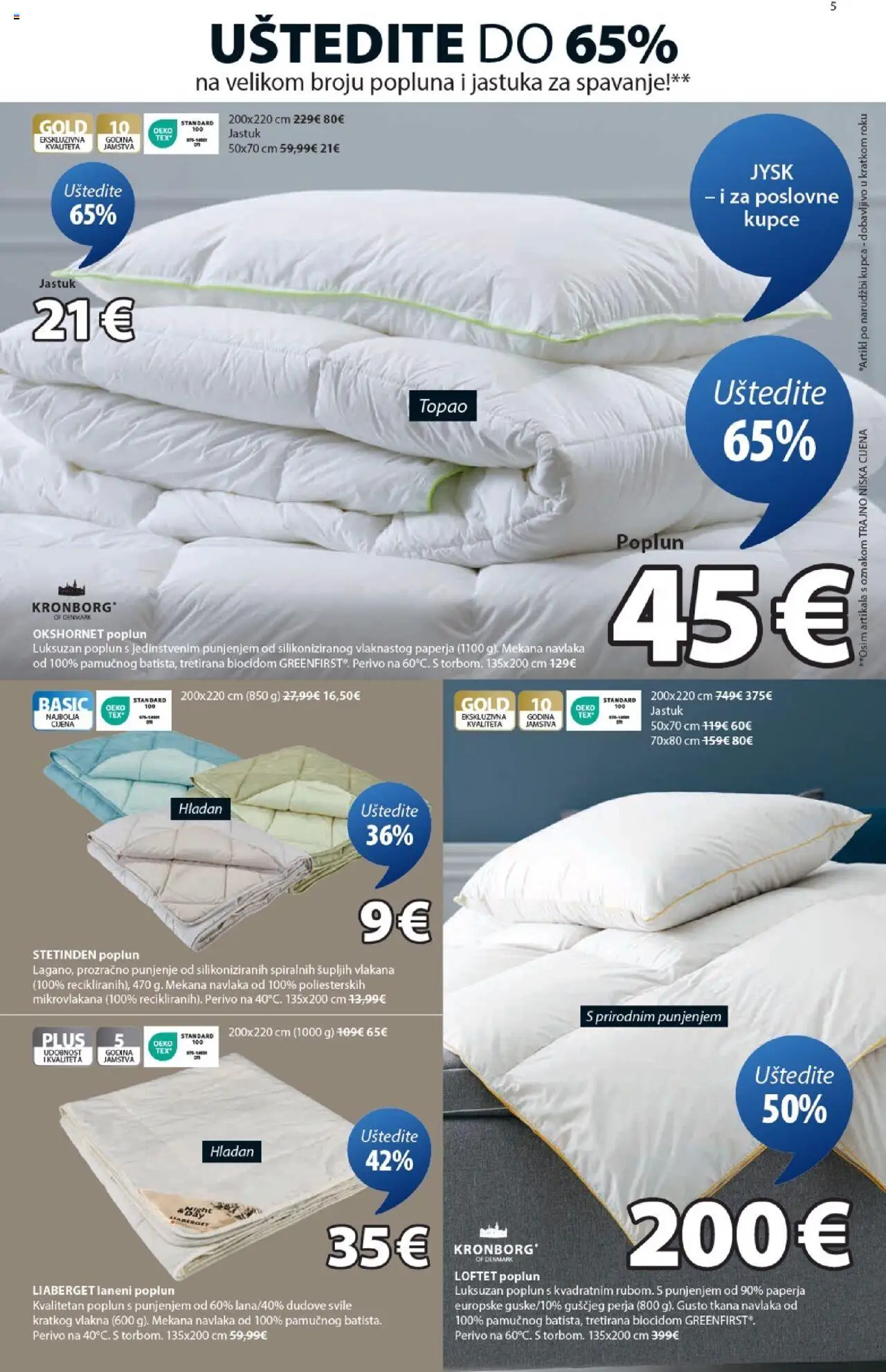 JYSK katalog | vrijedi od 01.10.2025 | Stranica: 5 | Proizvodi: Jastuk, Poplun